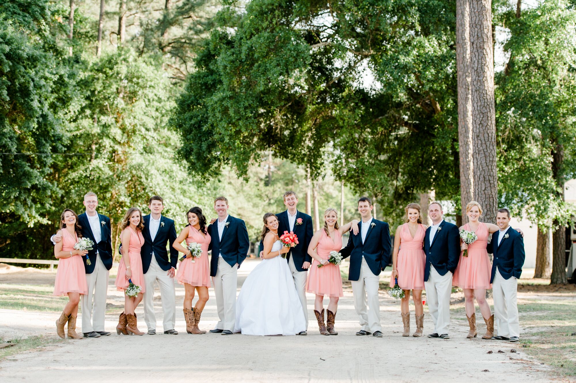 Navy blue and coral wedding party sale