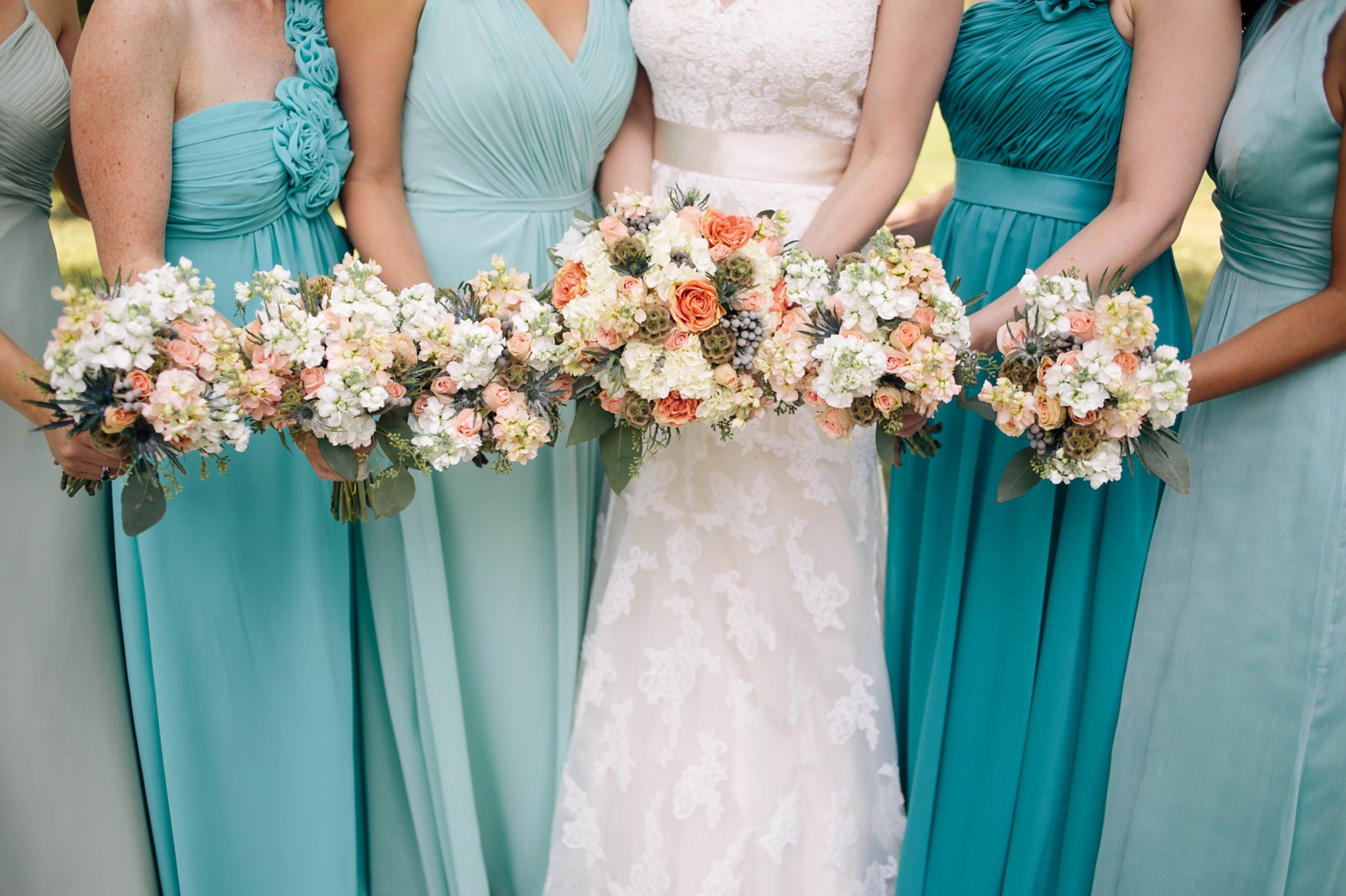 Pink and White Bridesmaid Bouquets