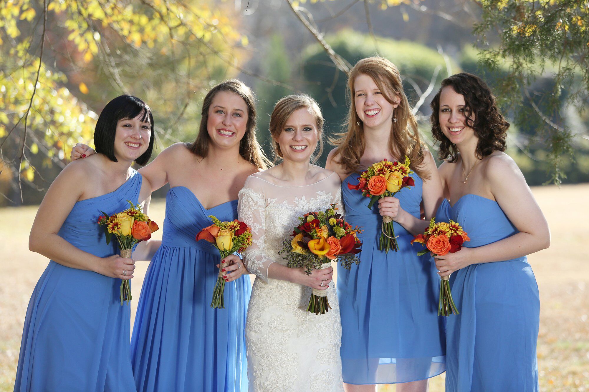 corn flour blue bridesmaid dresses