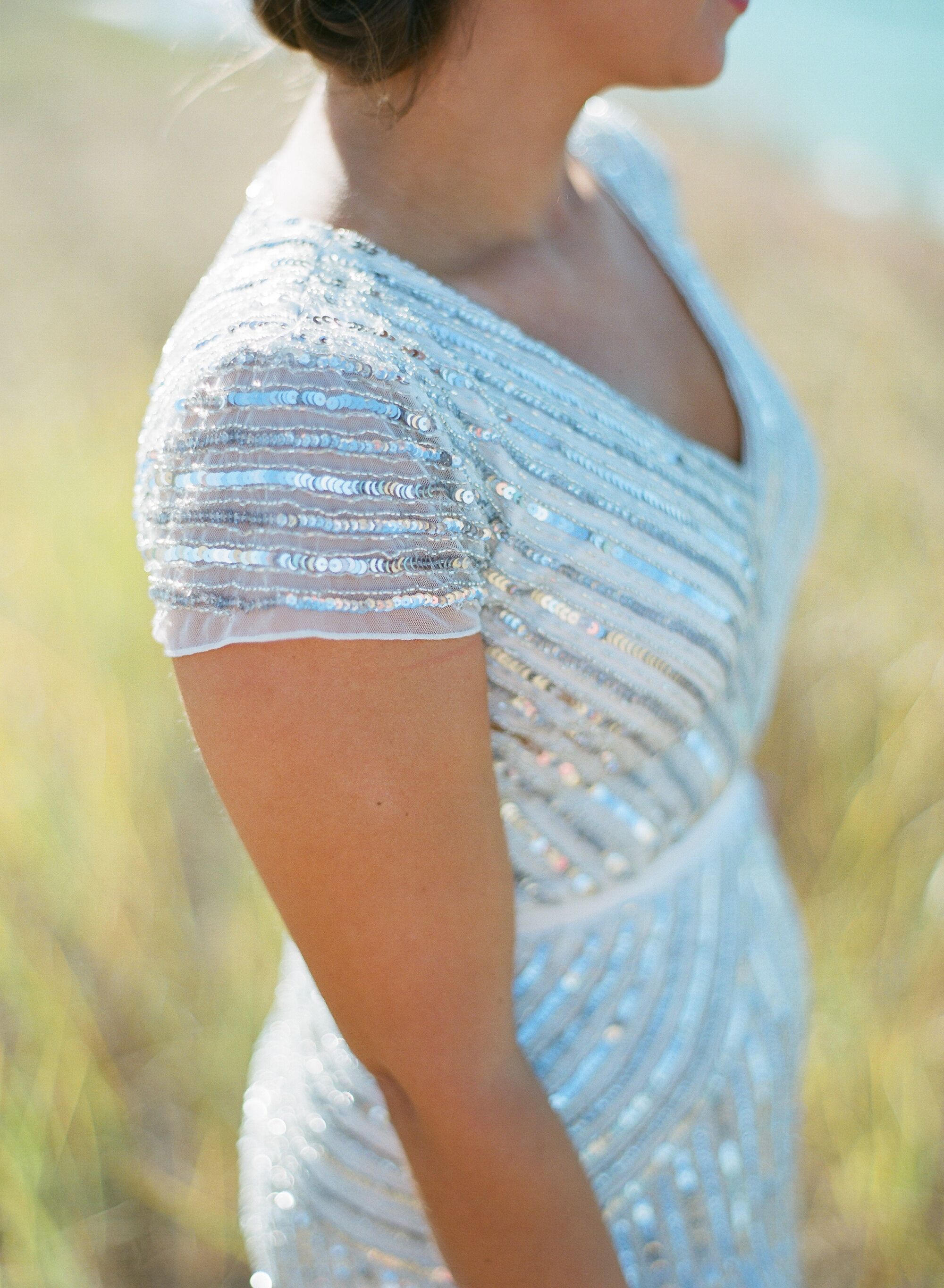 Sequin Cap Sleeve Adrianna Papell Wedding Dress