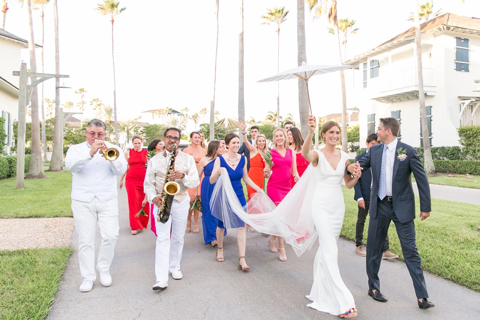 Colorful Wedding Party and Classic Second Line Processional