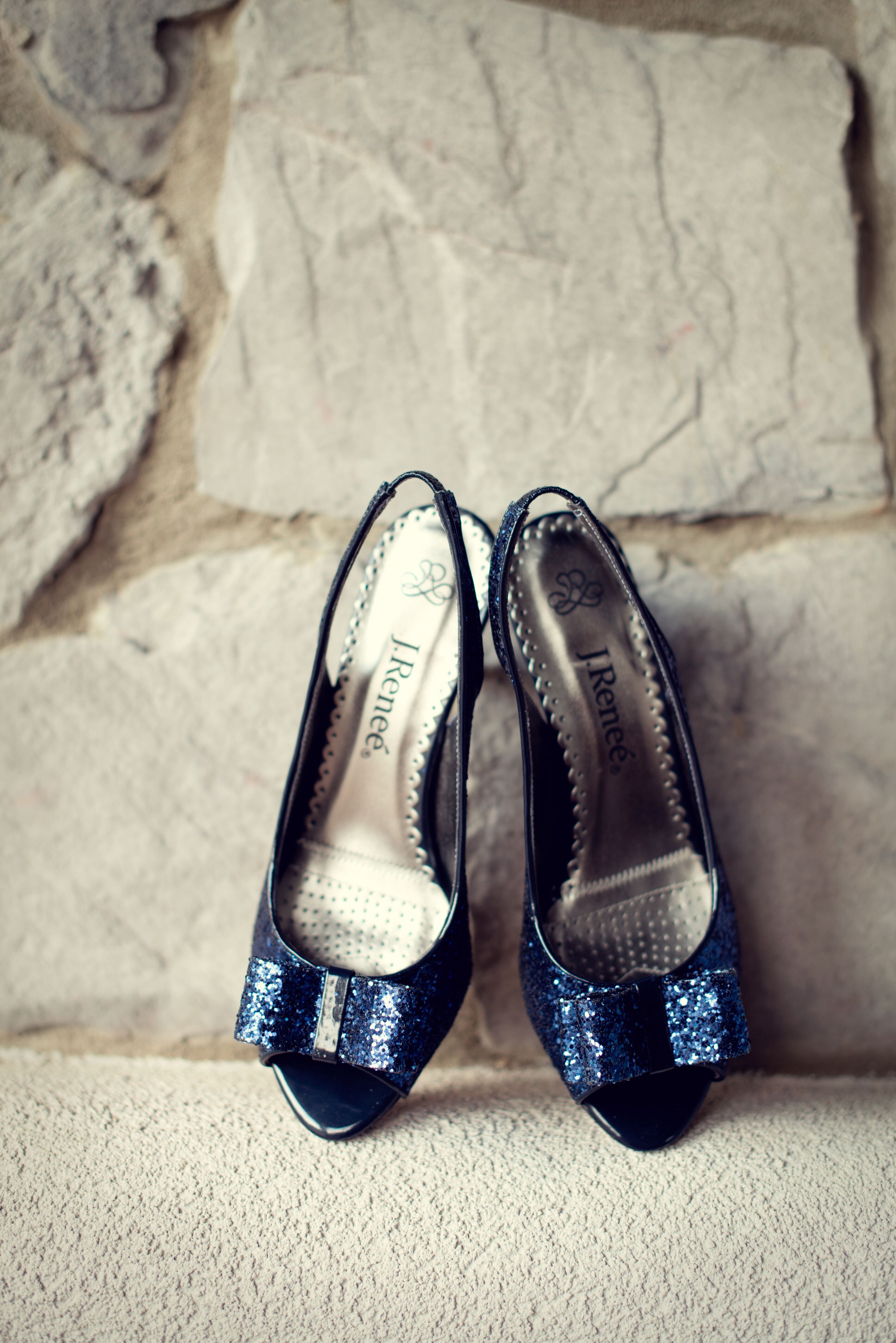 Blue, Sparkle Peep-Toe Wedding Shoes