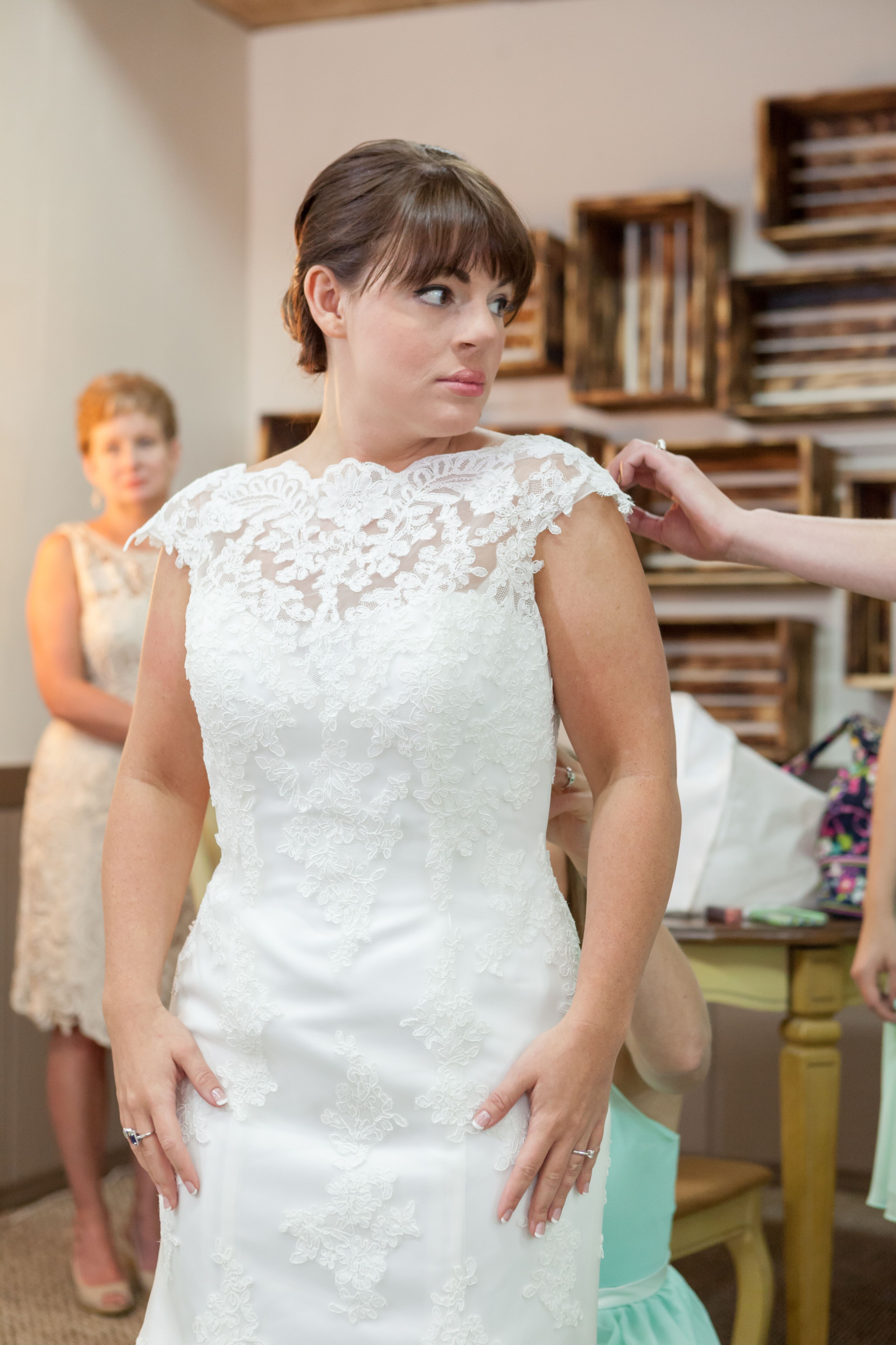 Lace Alfred Angelo Wedding Dress with Cap Sleeves