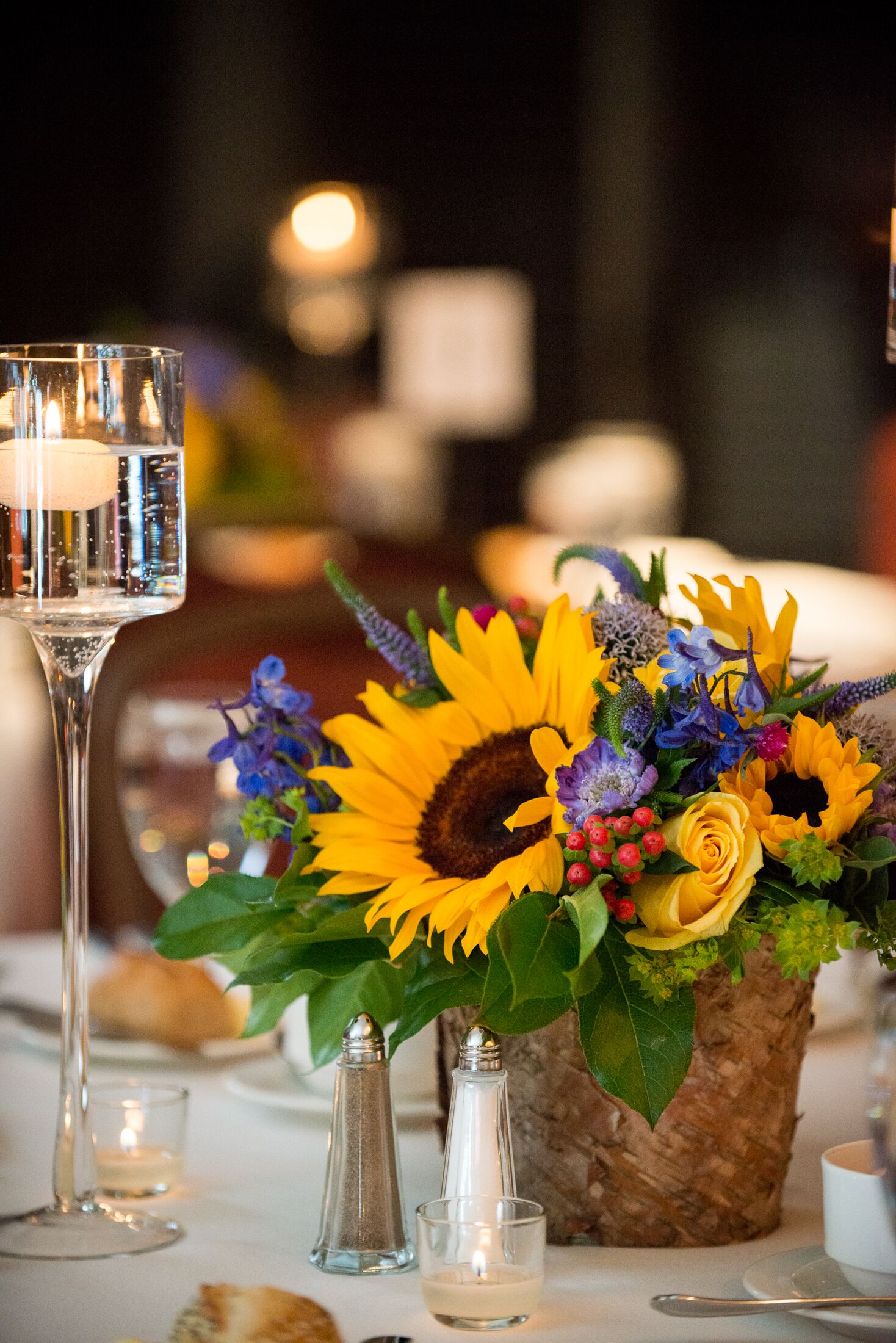 Rustic Wildflower, Sunflower Centerpieces