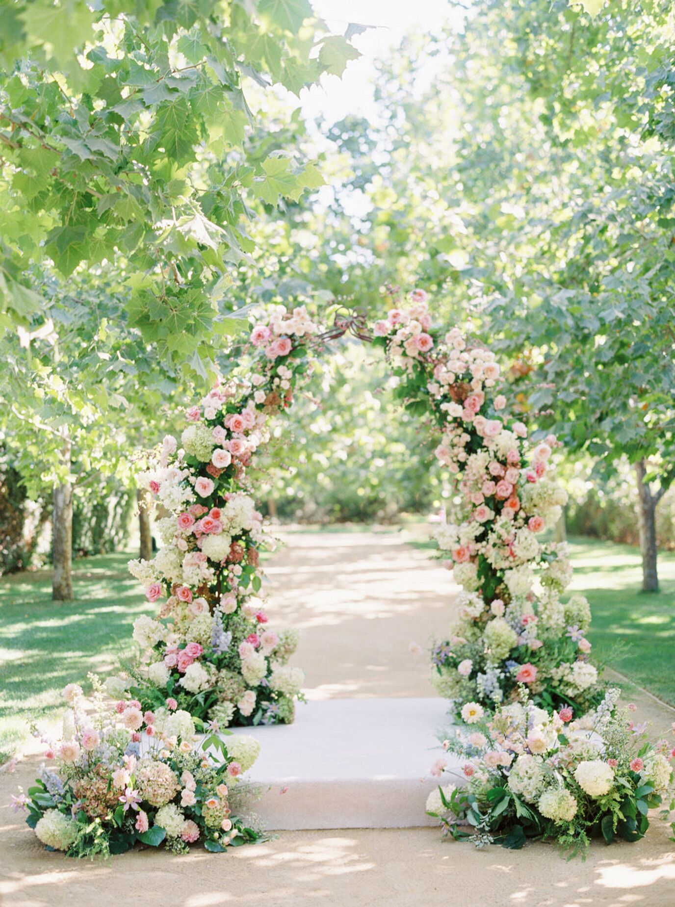 Romantic Flower Arch for Ceremony at Kestrel Park in Santa Ynez, California