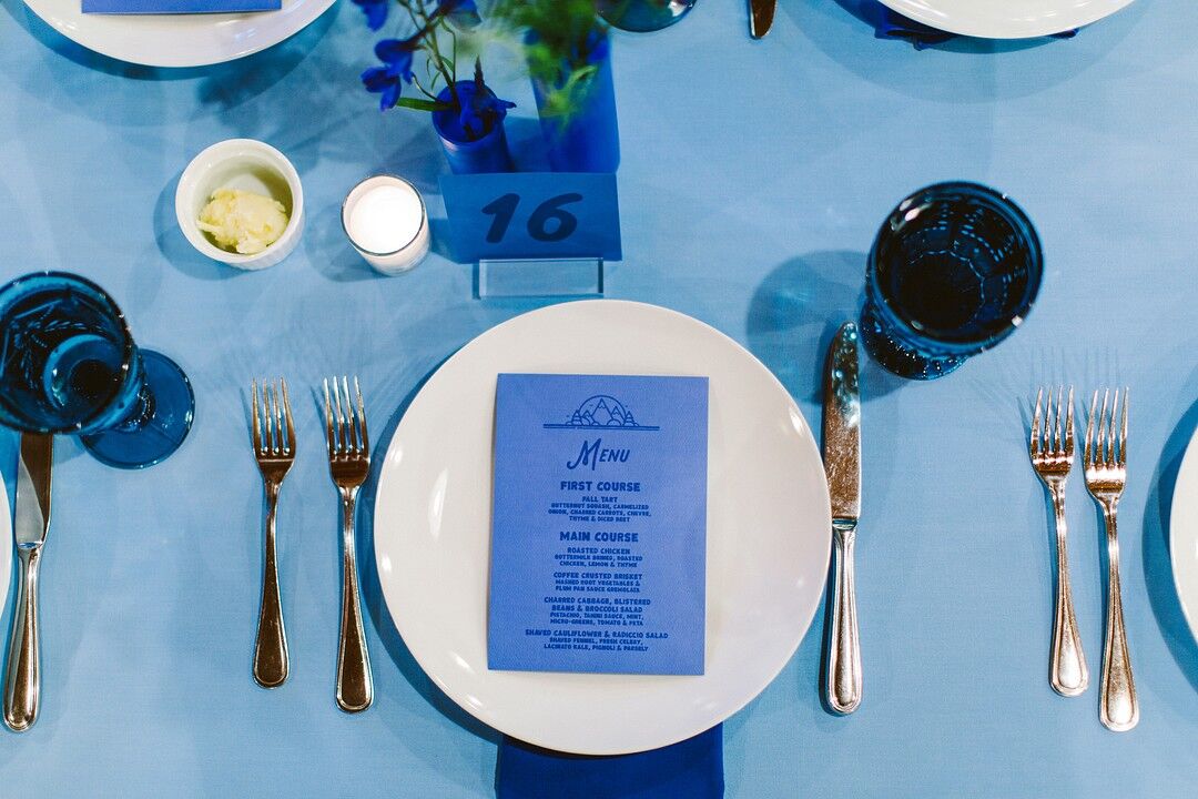 Bright Blue Table Settings