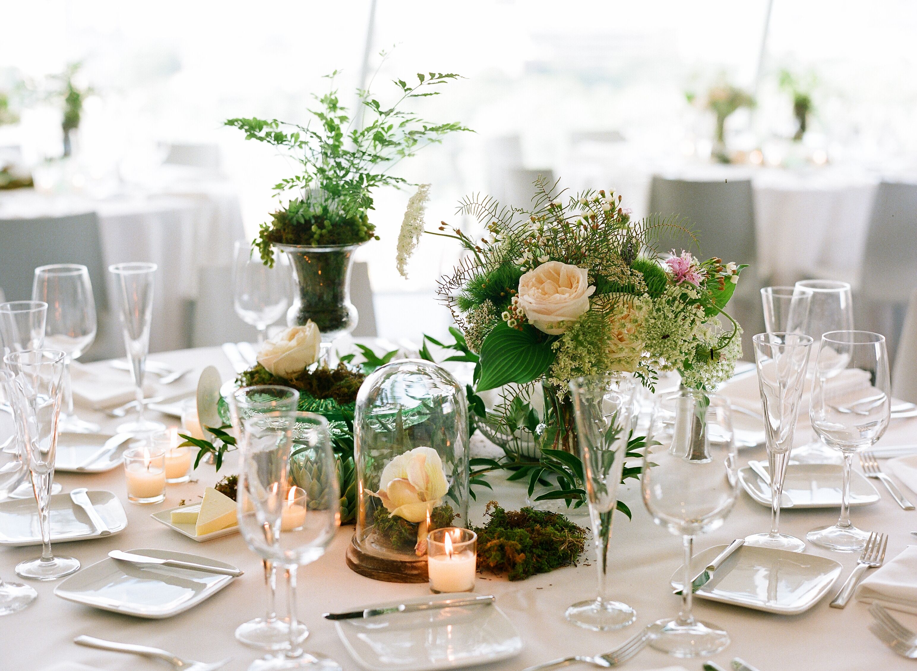 Fern and Rose Textured Centerpieces