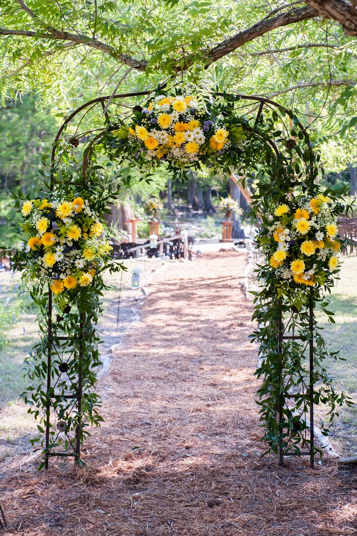 Yellow, Green, White Wildflower Wedding Arch