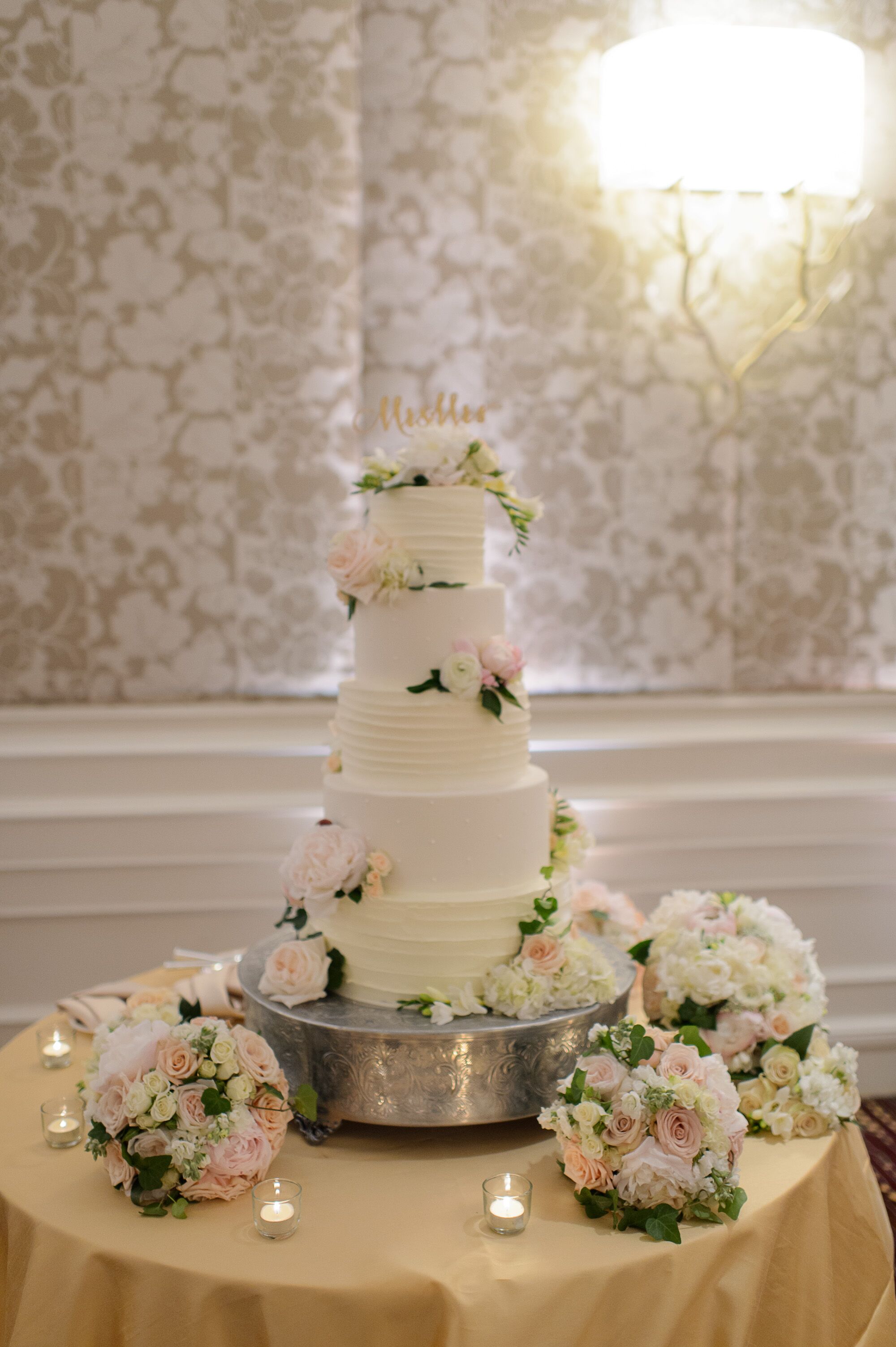 Five Tier Flower Covered Cake