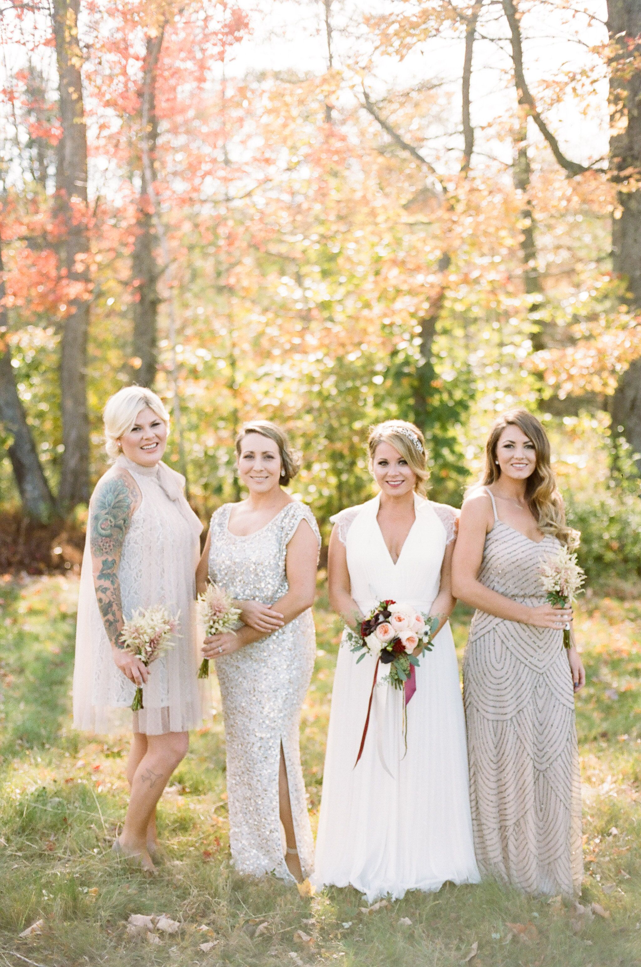 Glam Shimmery Champagne Bridesmaid Dresses
