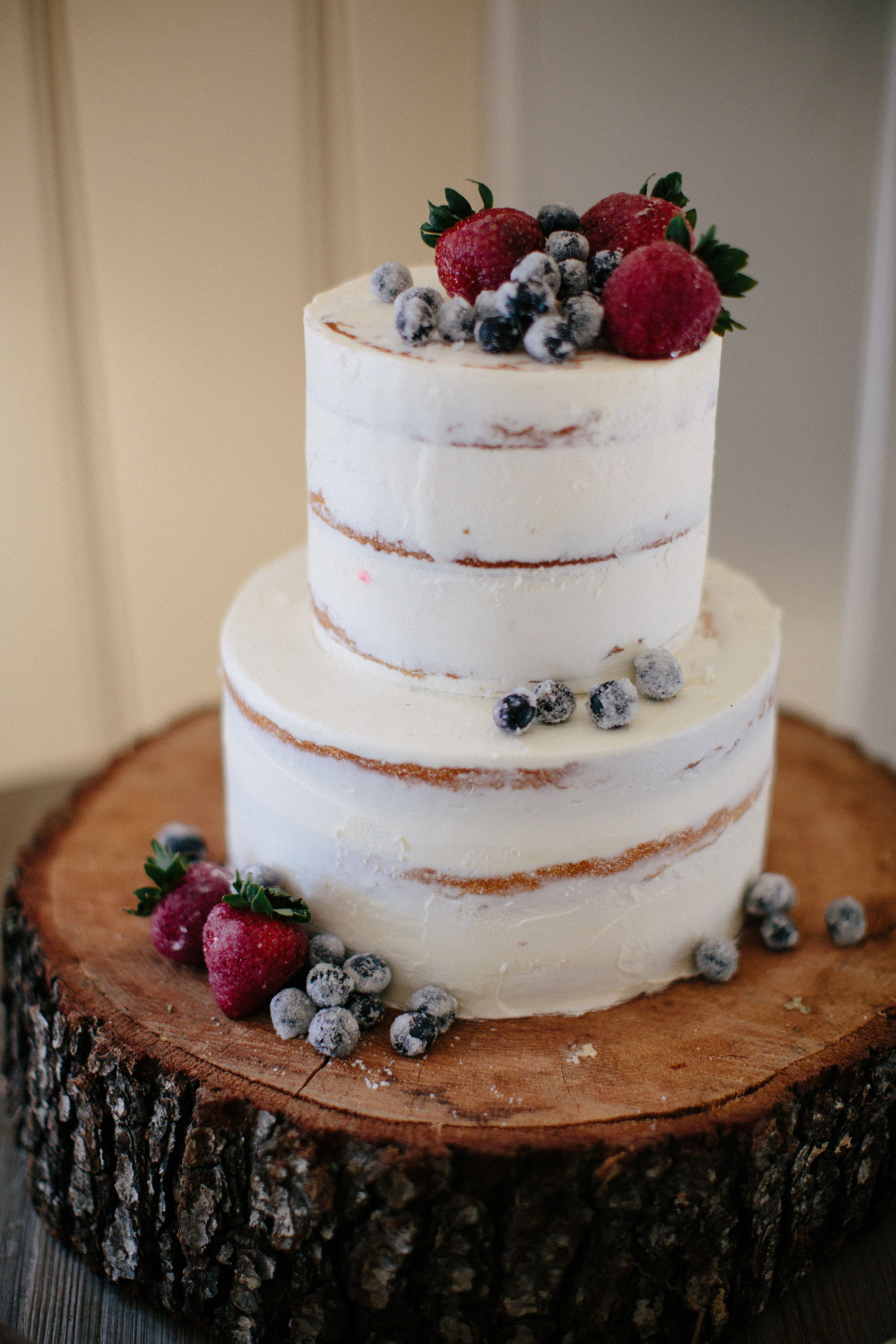 Fresh Fruit-Topped Naked Wedding Cake