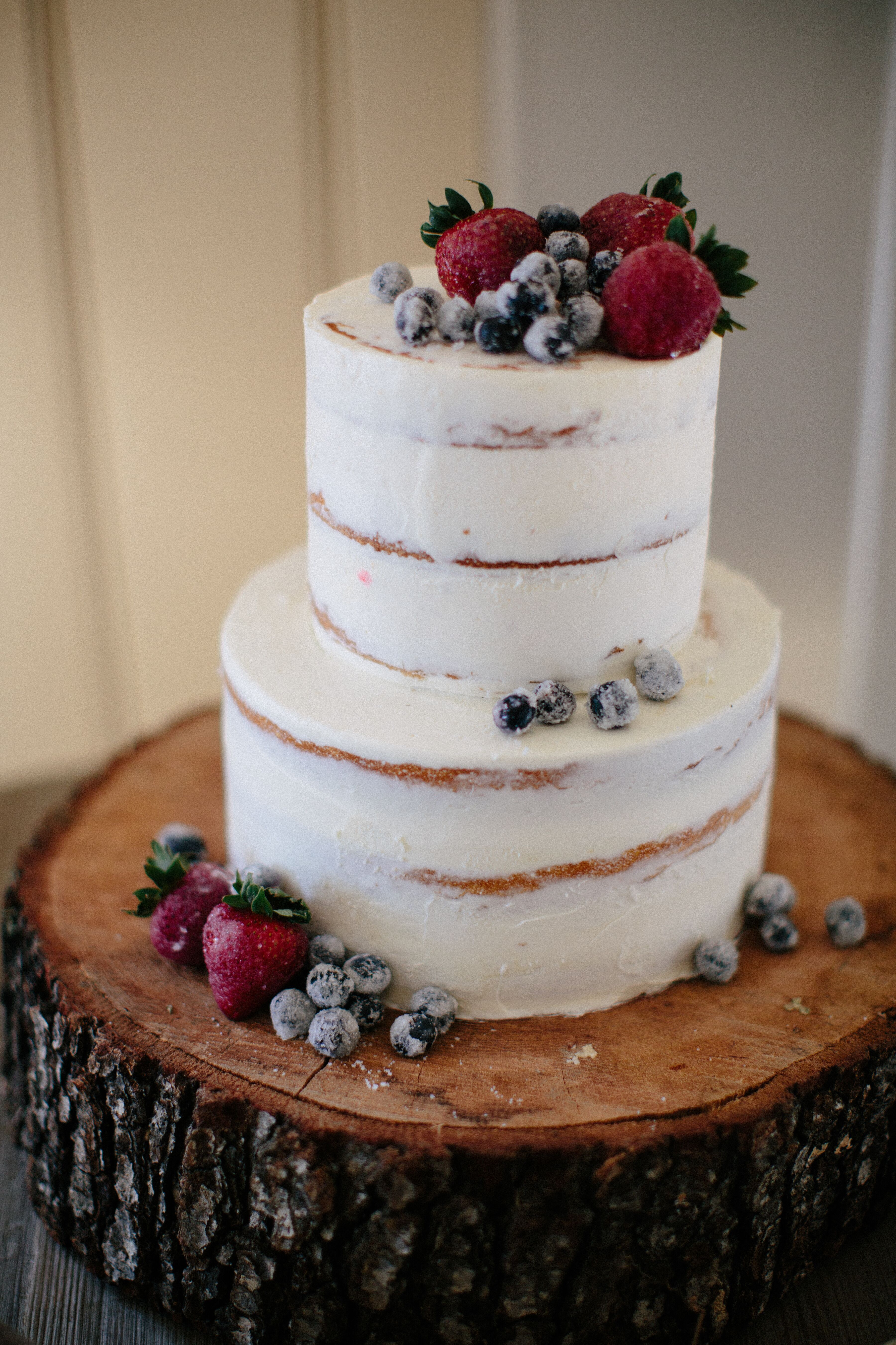 Fresh Fruit Topped Naked Wedding Cake