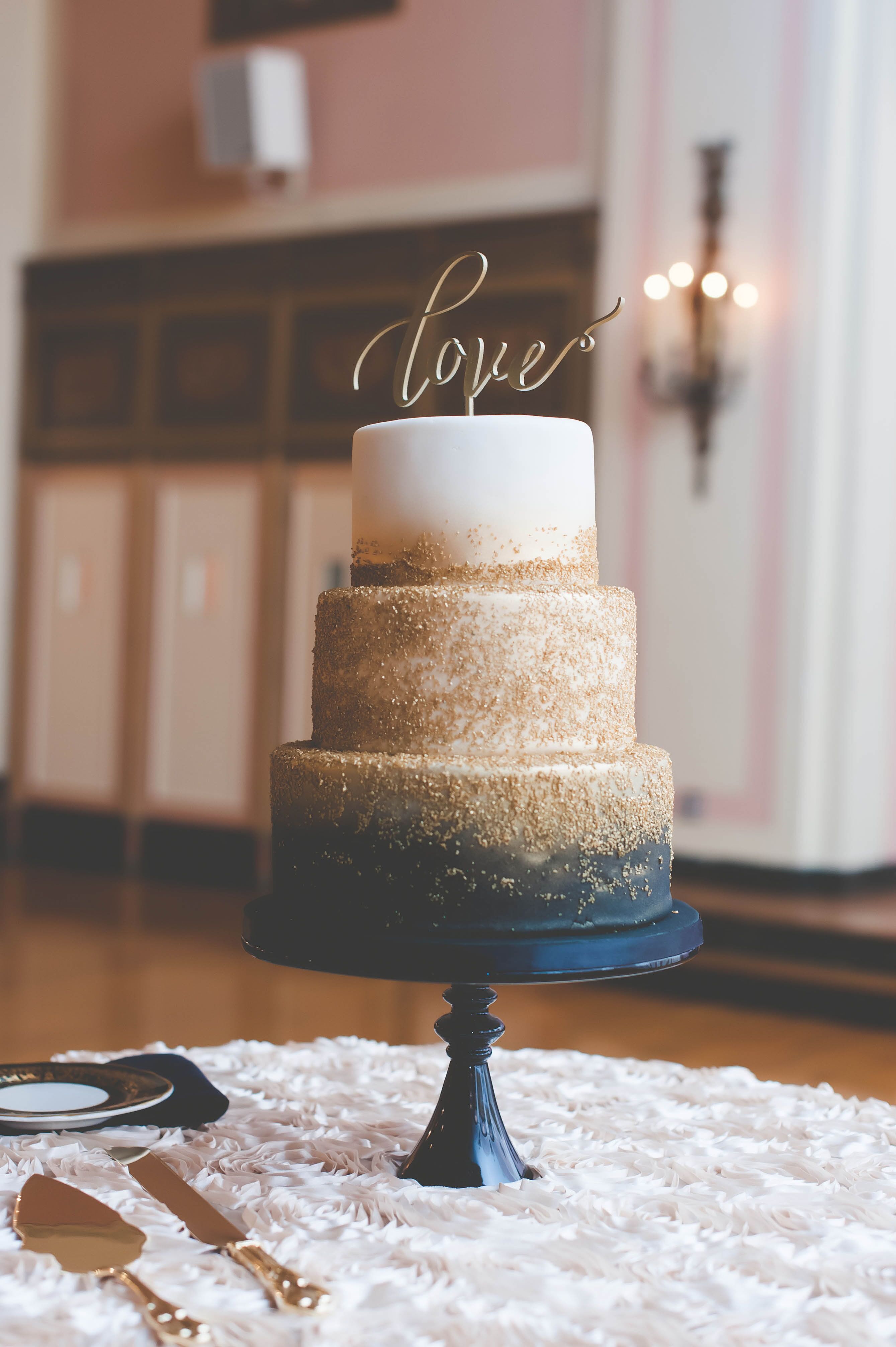 Navy and Gold Zingerman s Wedding Cake