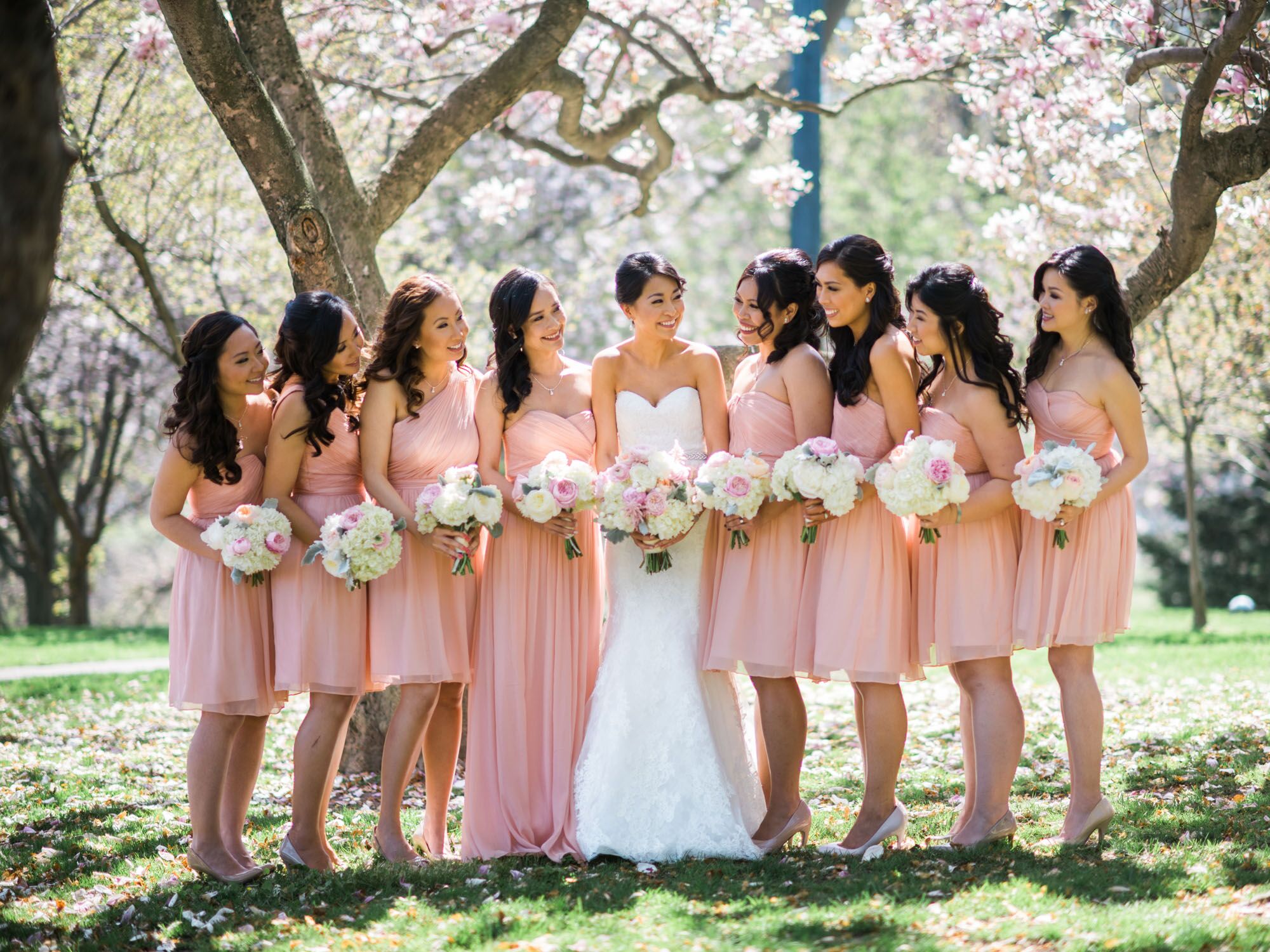 Ladies pink bridesmaid outlet dresses