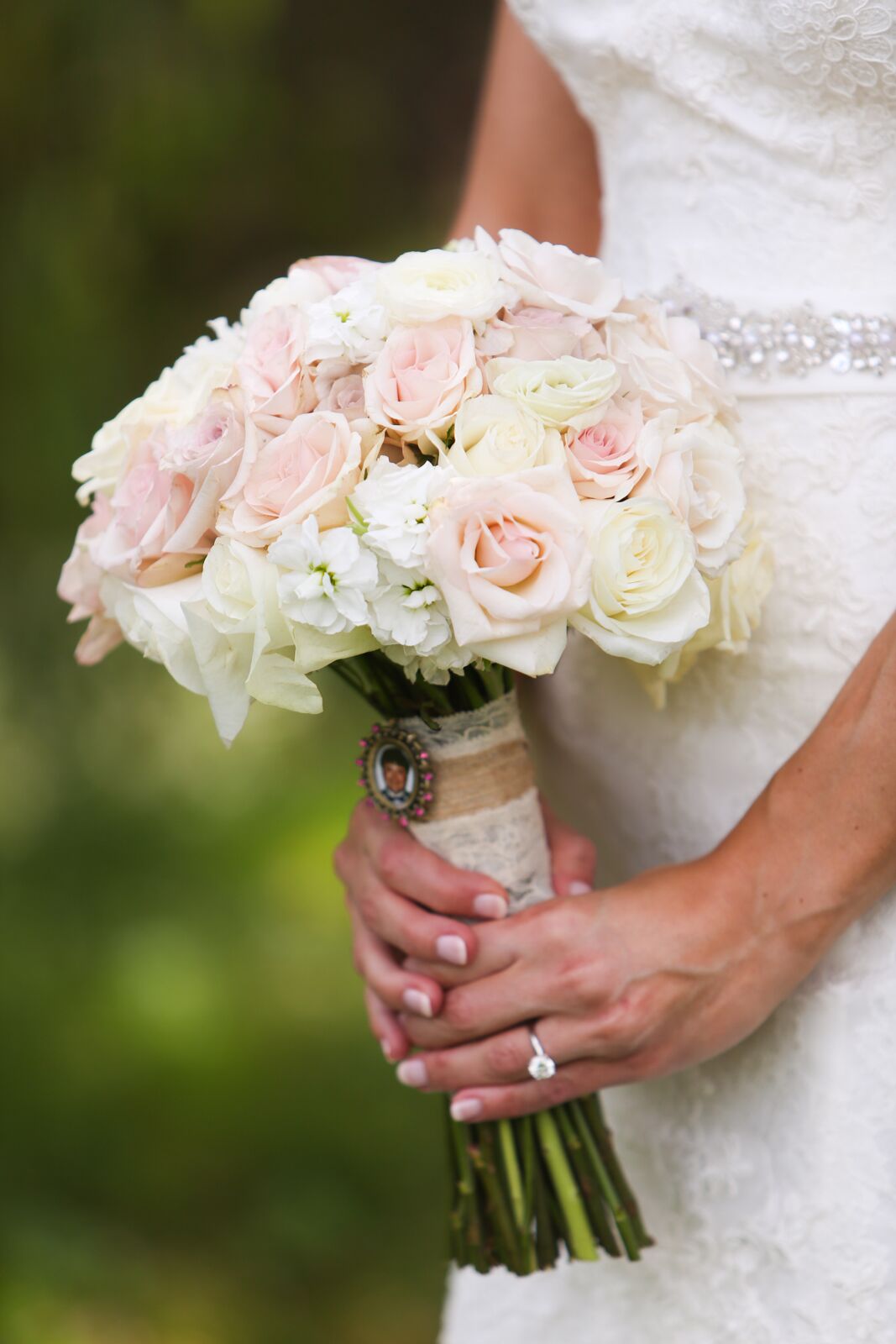 Pink Spray Rose and White Hydrangea Bouquet