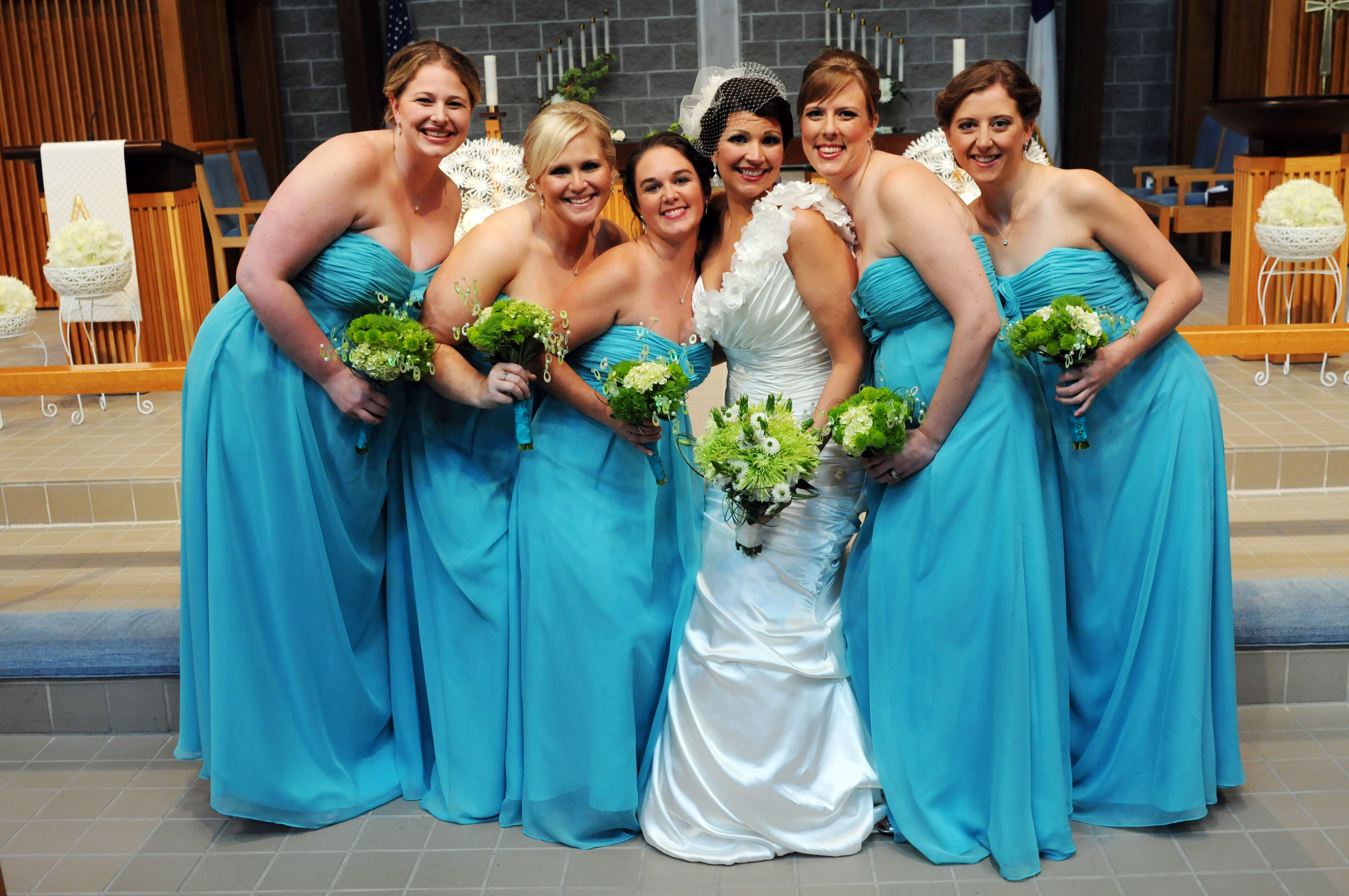 Royal blue and hotsell lime green bridesmaid dresses