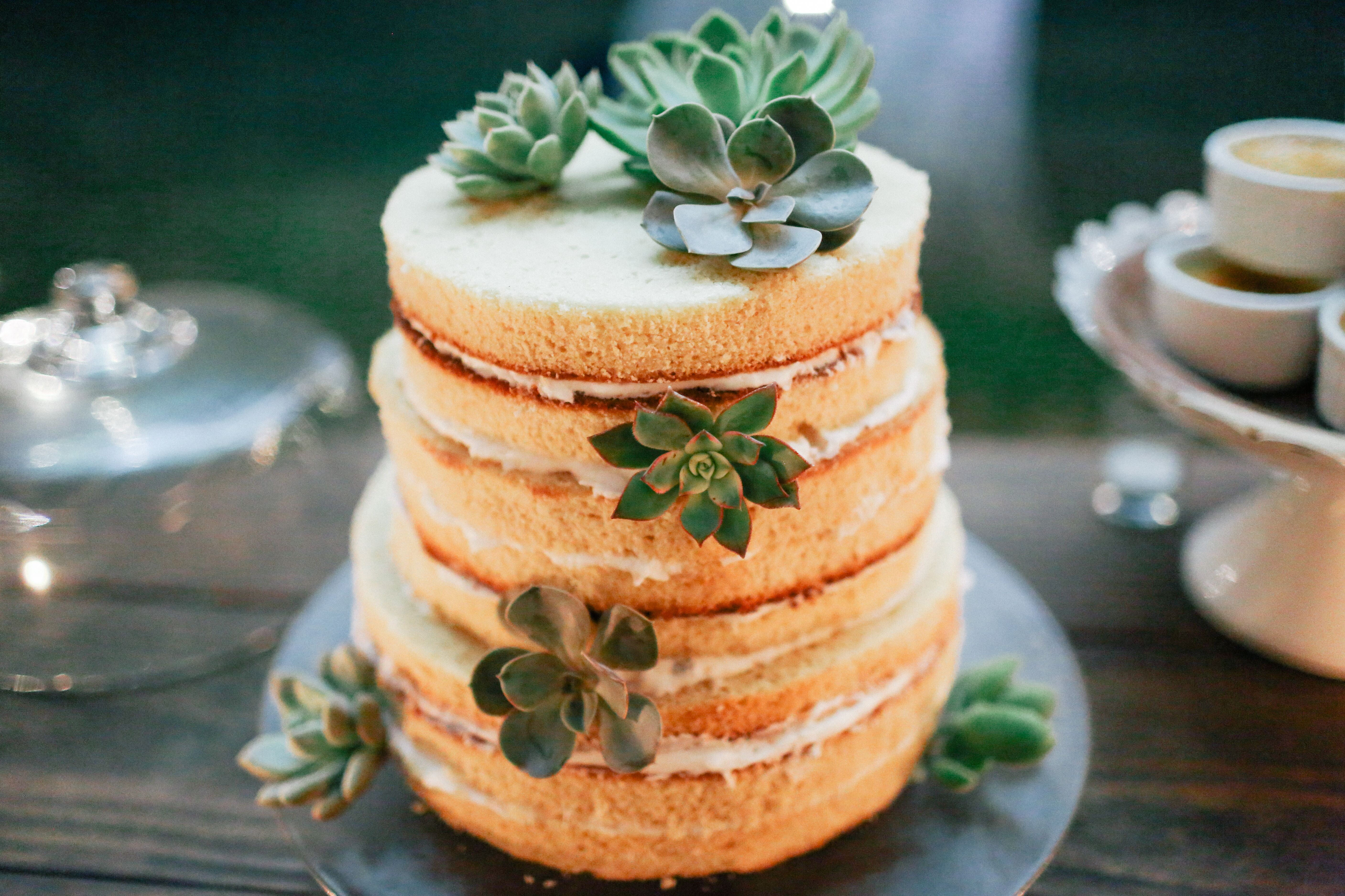 Succulent Decorated Naked Wedding Cake