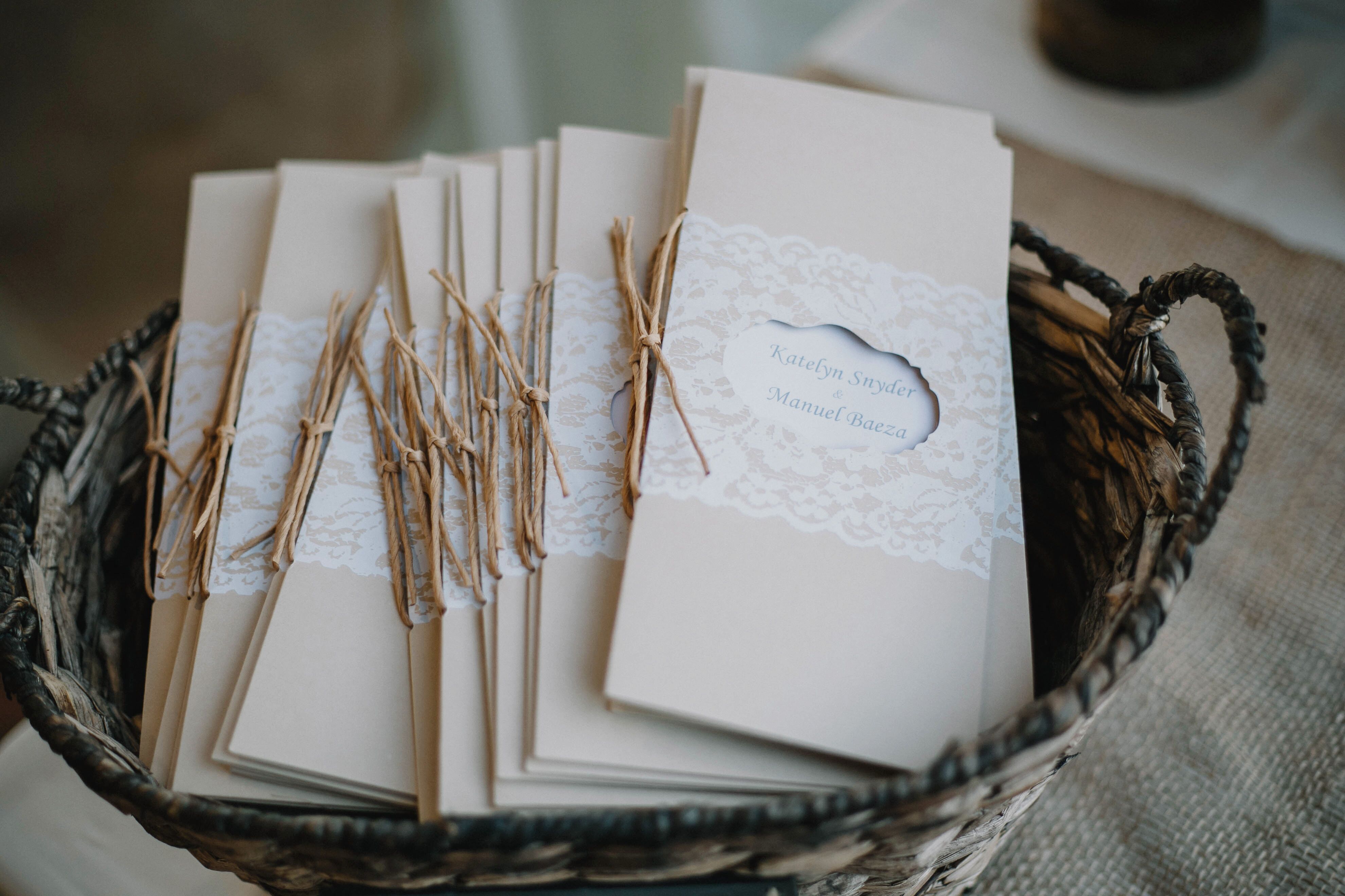 Kraft Paper Wedding Programs With Lace