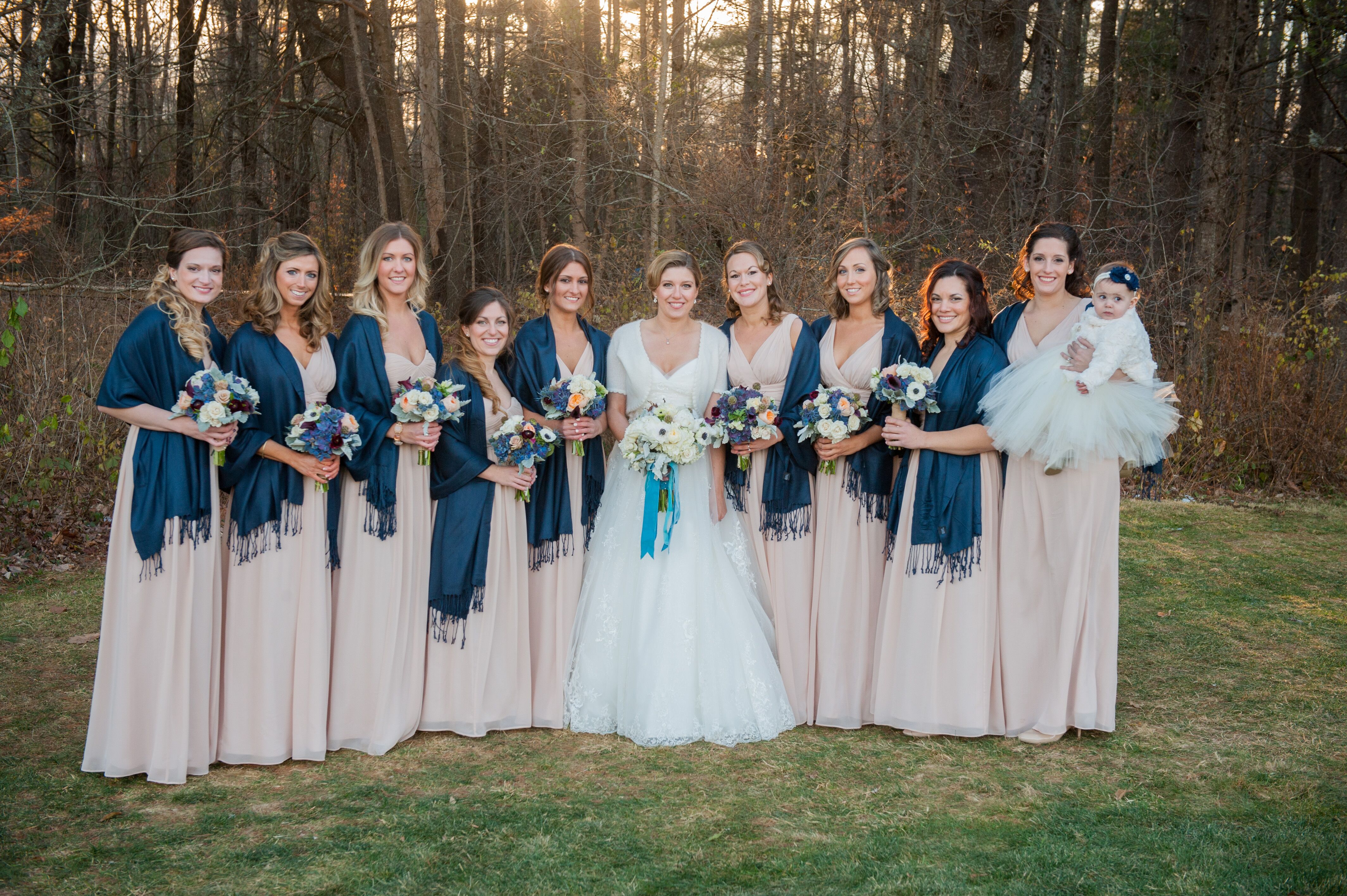 navy and pink bridesmaid dresses