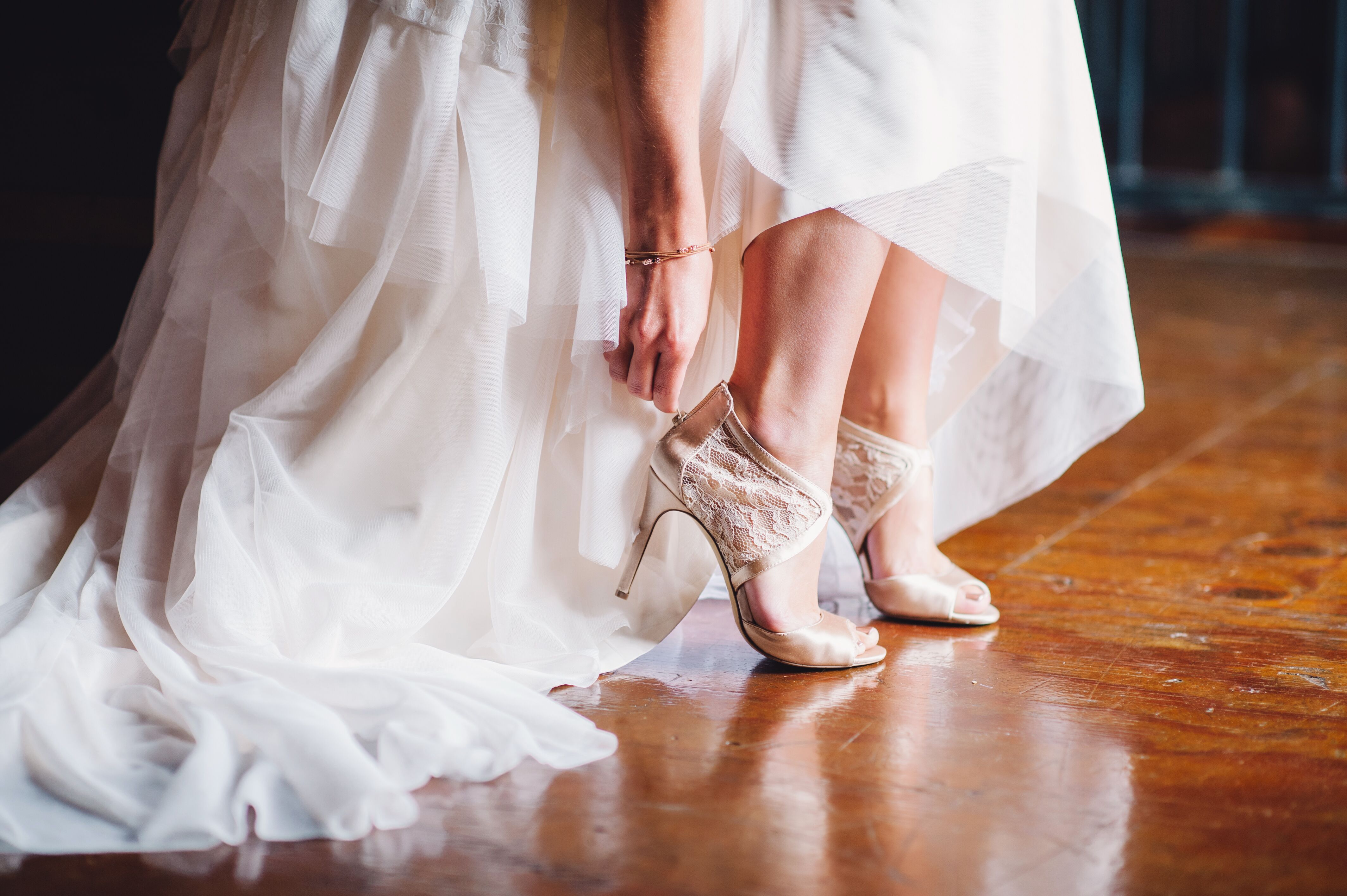 Ivory Lace and Satin Wedding Shoes