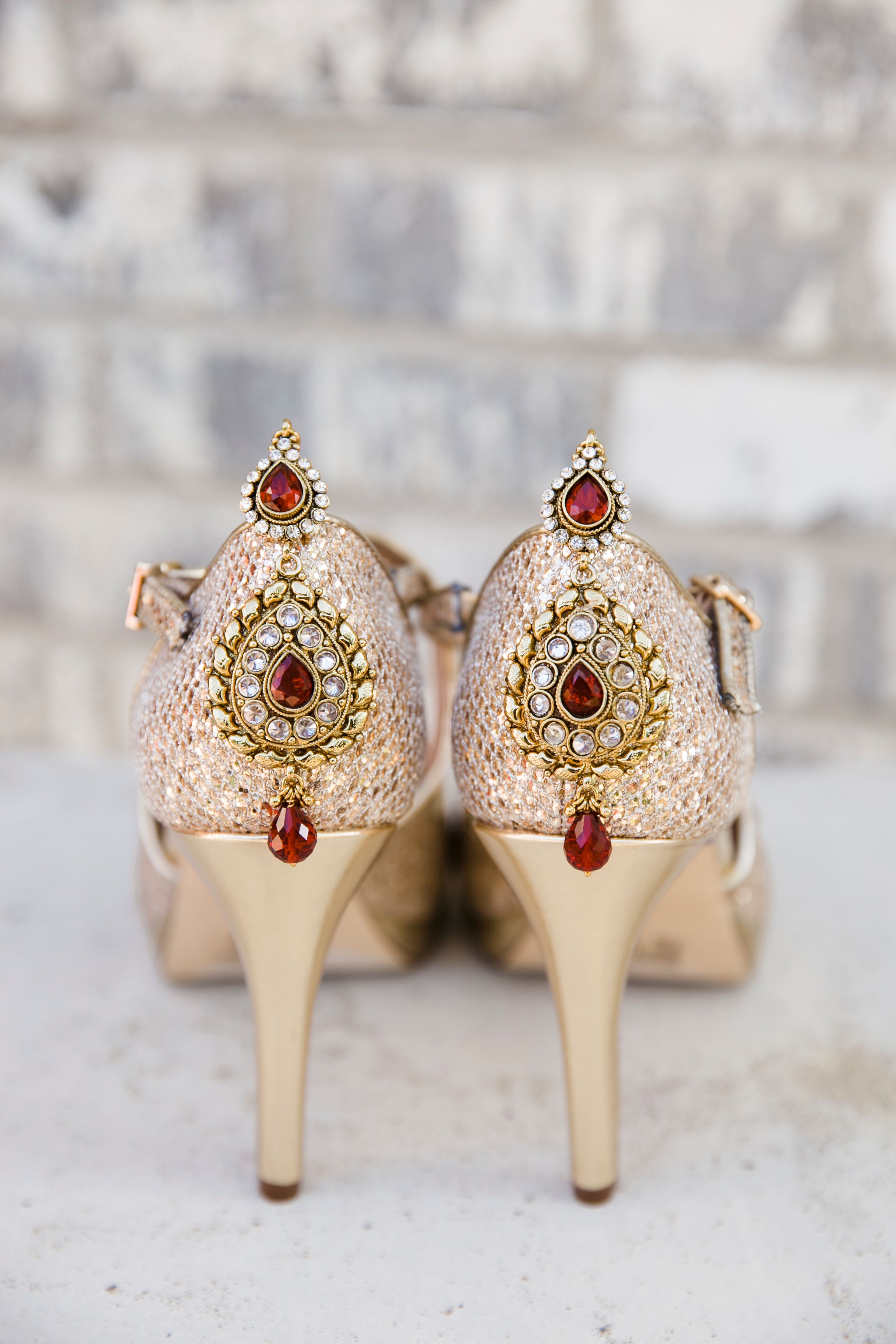 red and gold wedding shoes