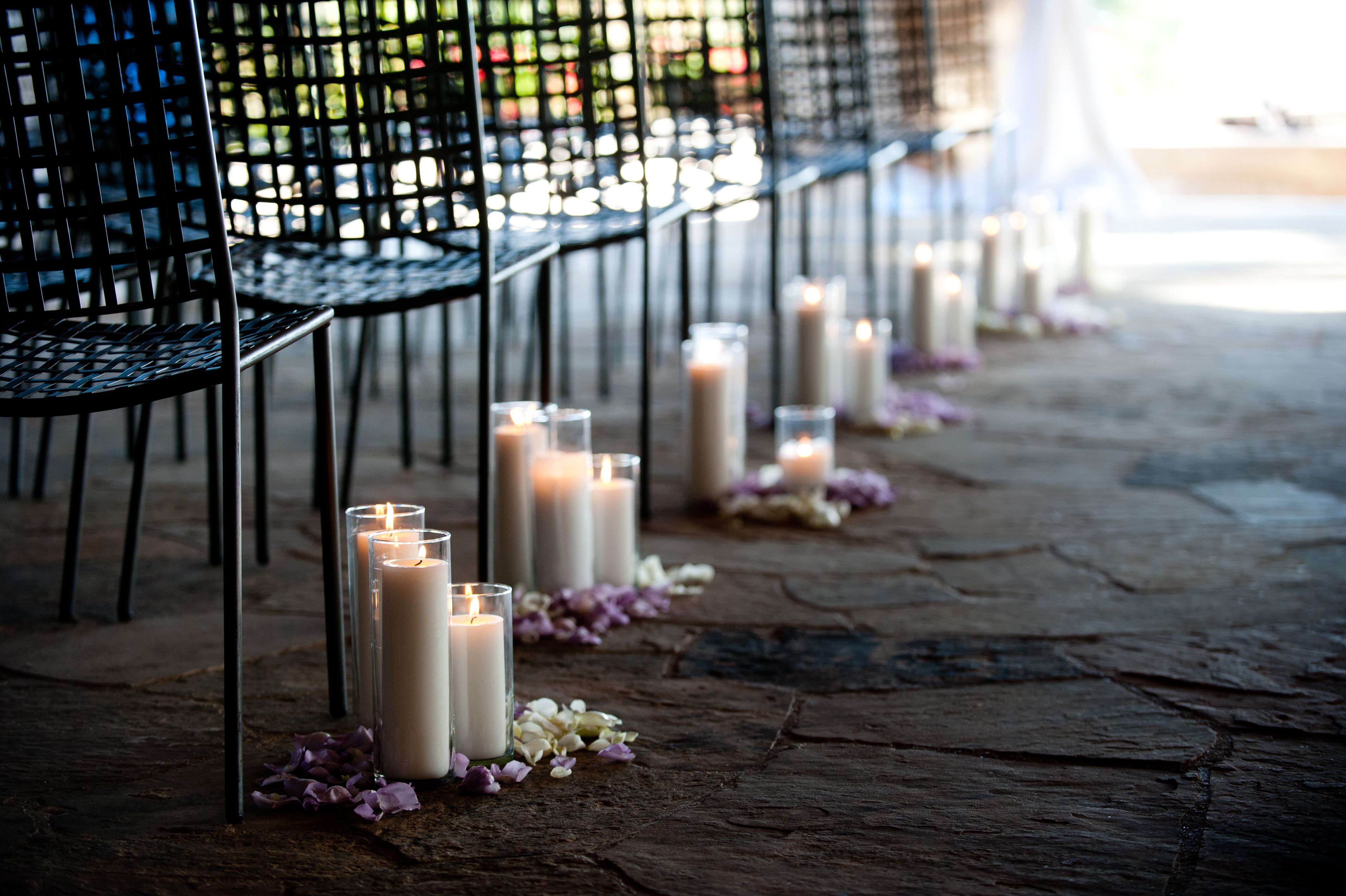 Pillar Candle-Lined Aisle Decor