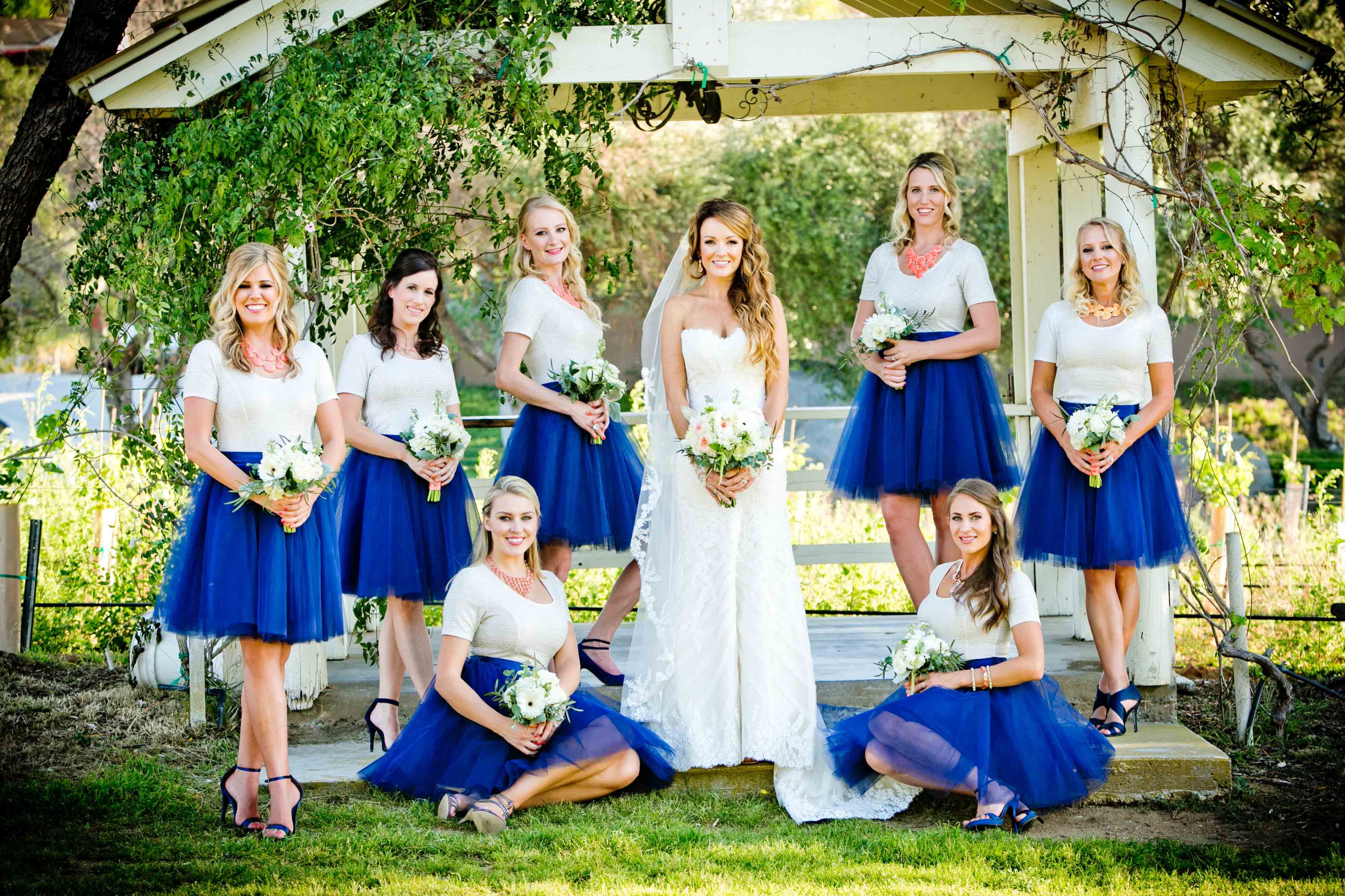 White and Royal Blue Bridesmaid Outfits