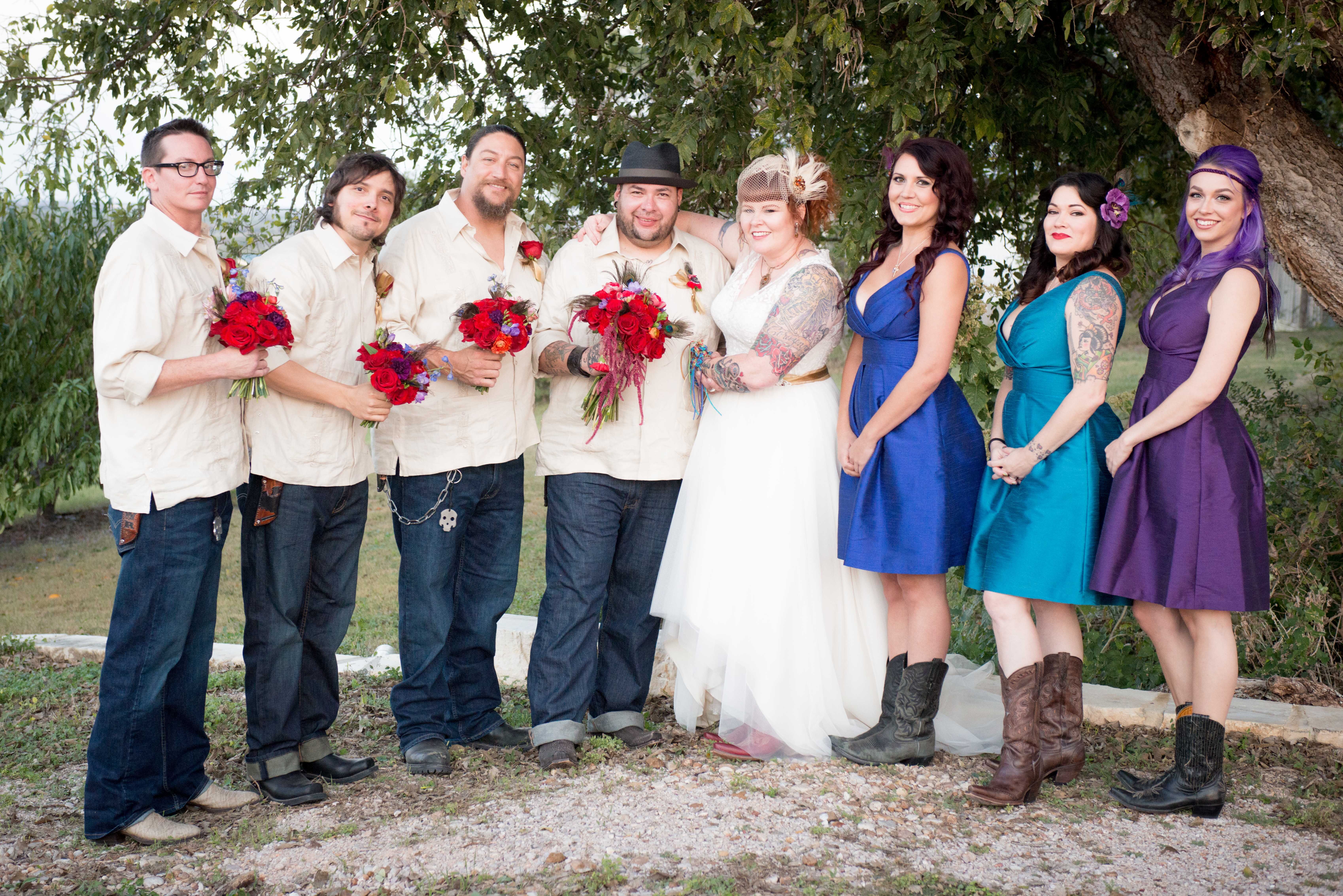  Casual  Alternative Wedding  Party with Cowboy Boots