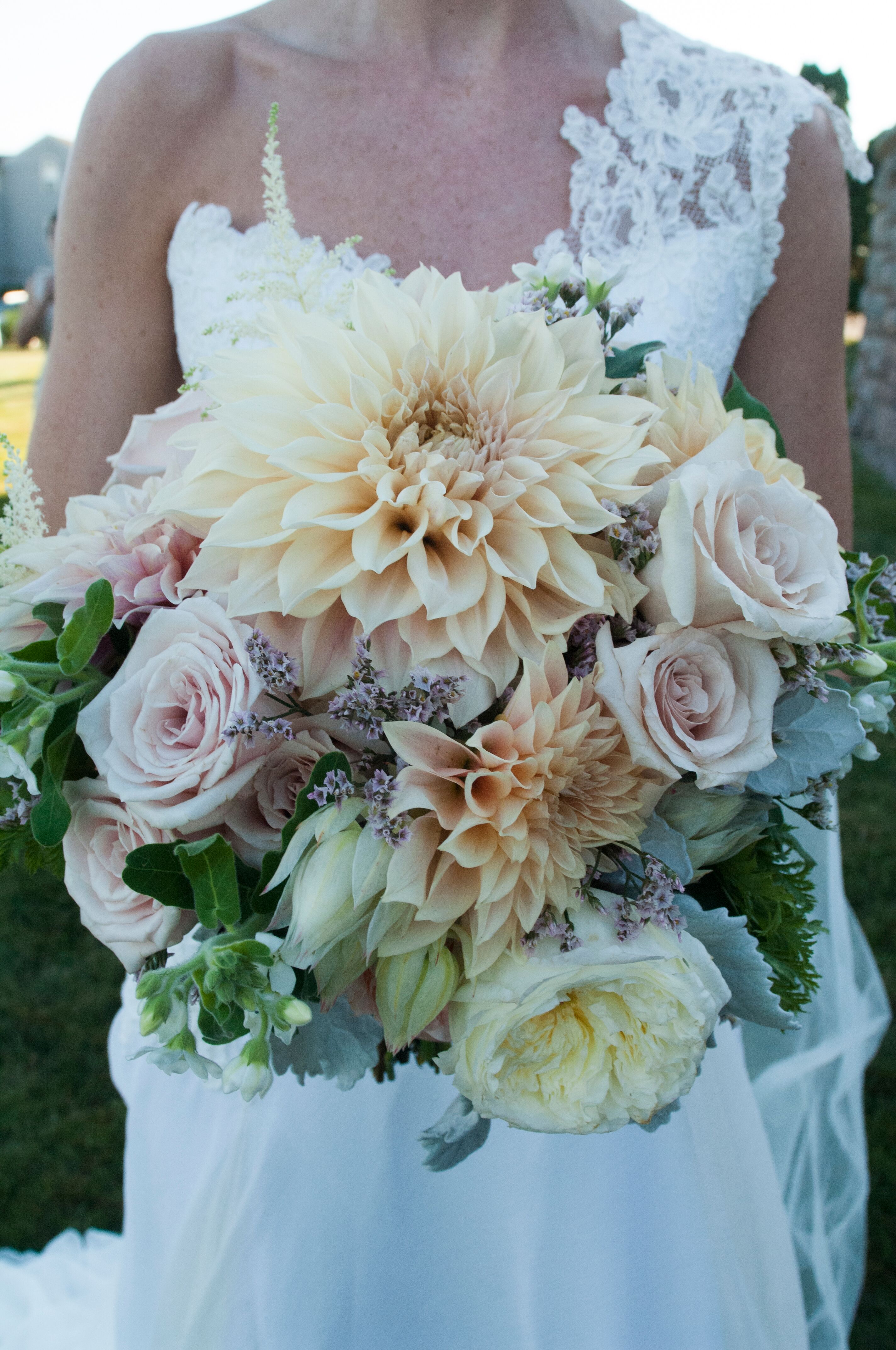 Dahlia, Rose, and Peony Bridal Bouquet