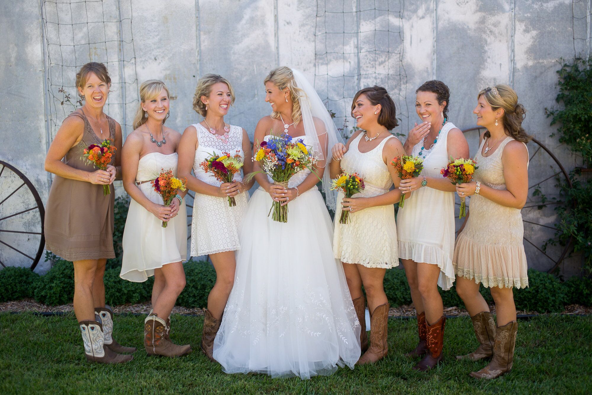DIY Different-Styled White Bridesmaid Dresses