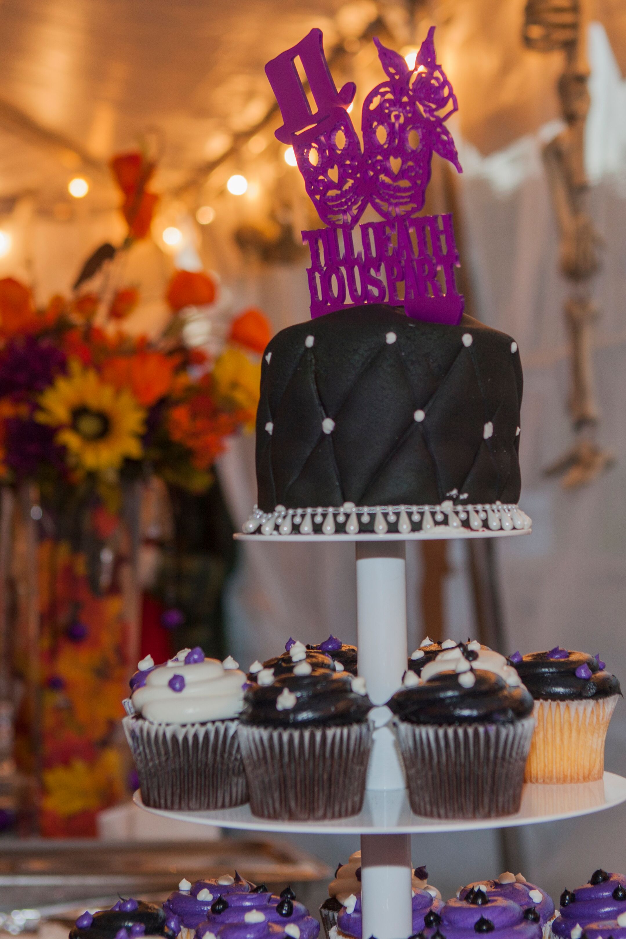 Black and Purple Wedding Cake