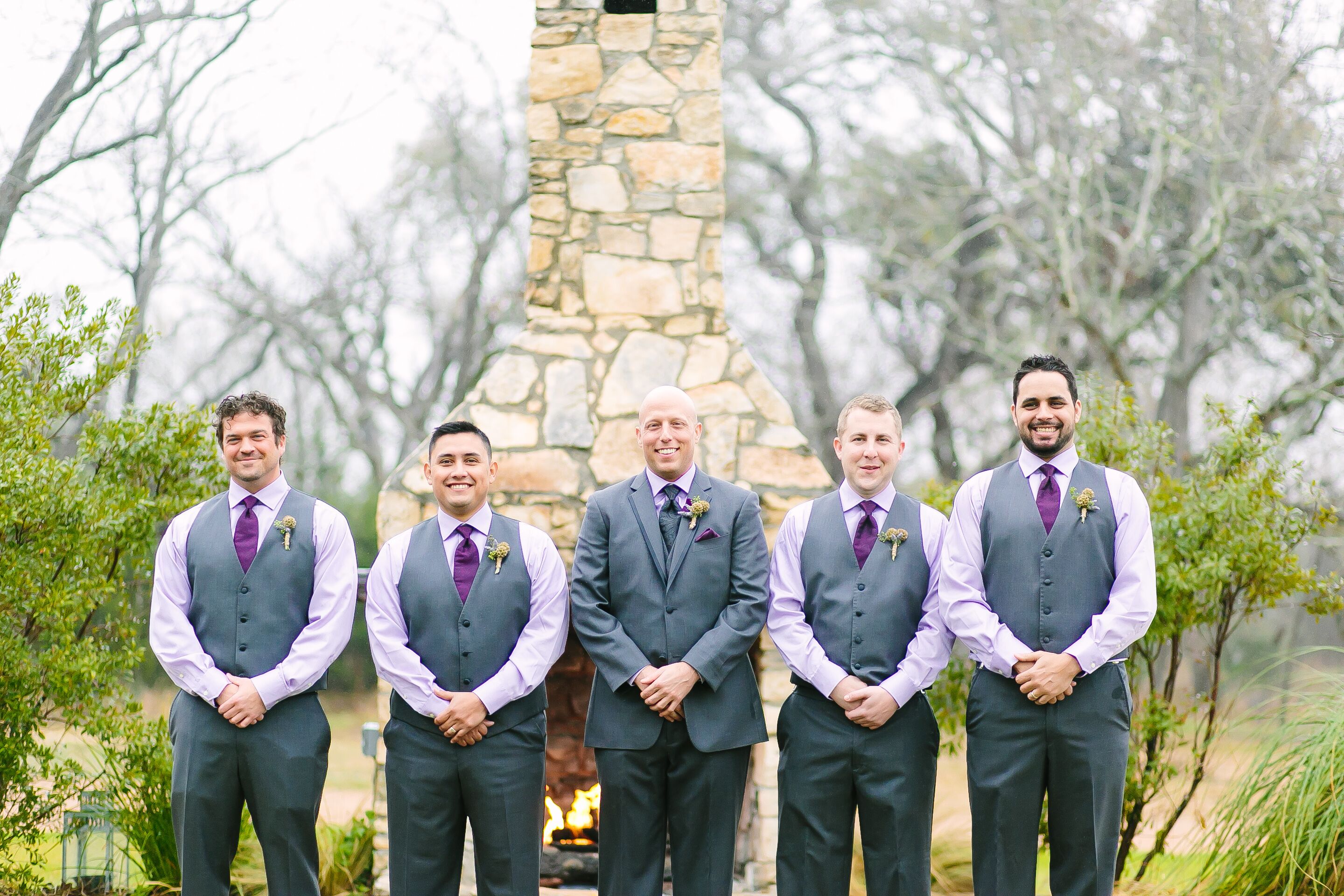 geweten oppervlakte Maak los Gray Groomsmen Vests with Purple Shirts and Ties