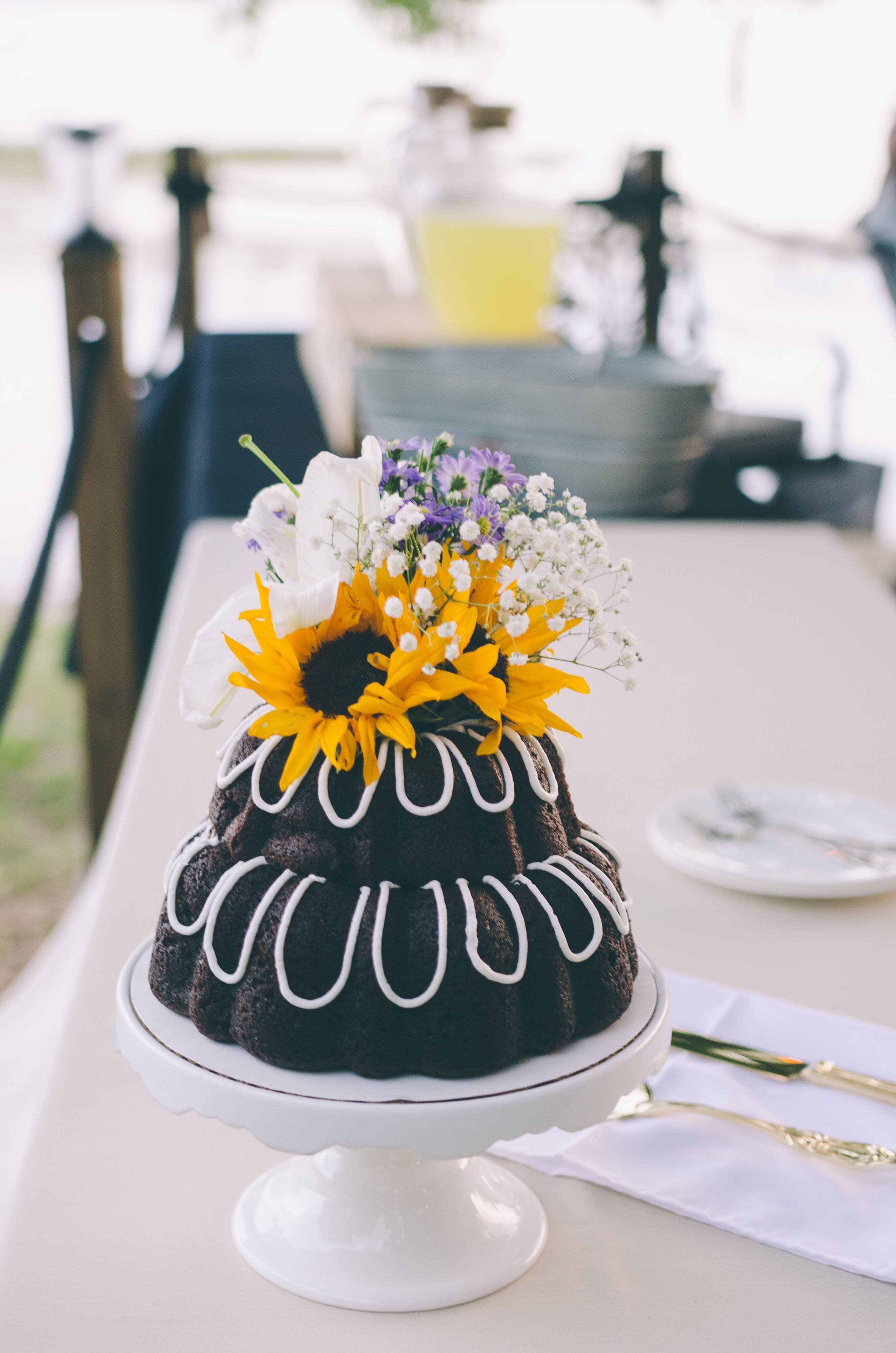 Tiered Bundt Wedding Cake With Sunflower
