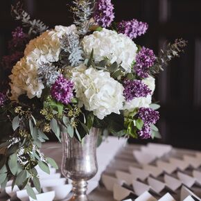 Rustic Purple and White Centerpieces