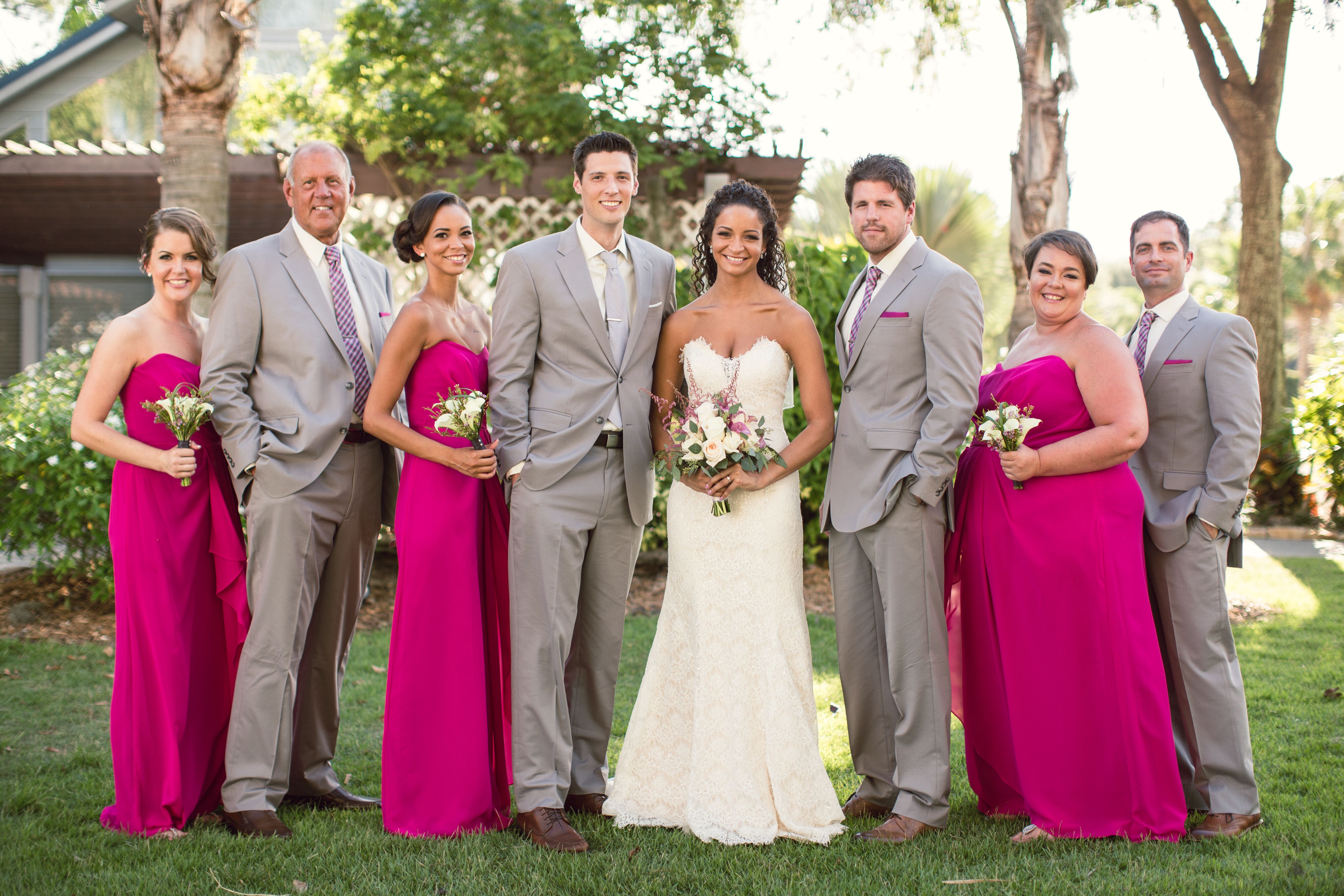 Fuchsia bridesmaid cheap