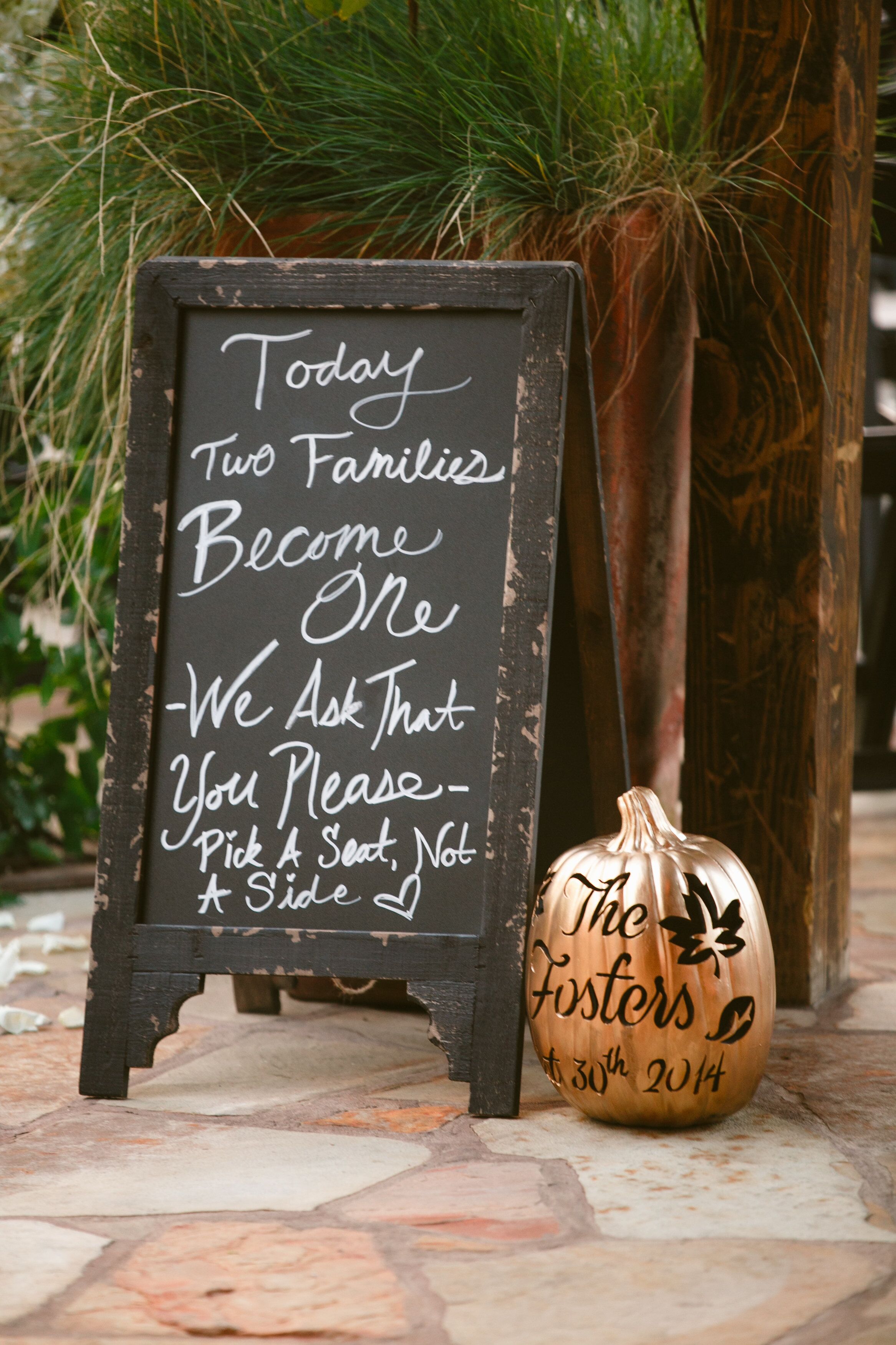 DIY Chalkboard Wedding Ceremony Welcome Sign