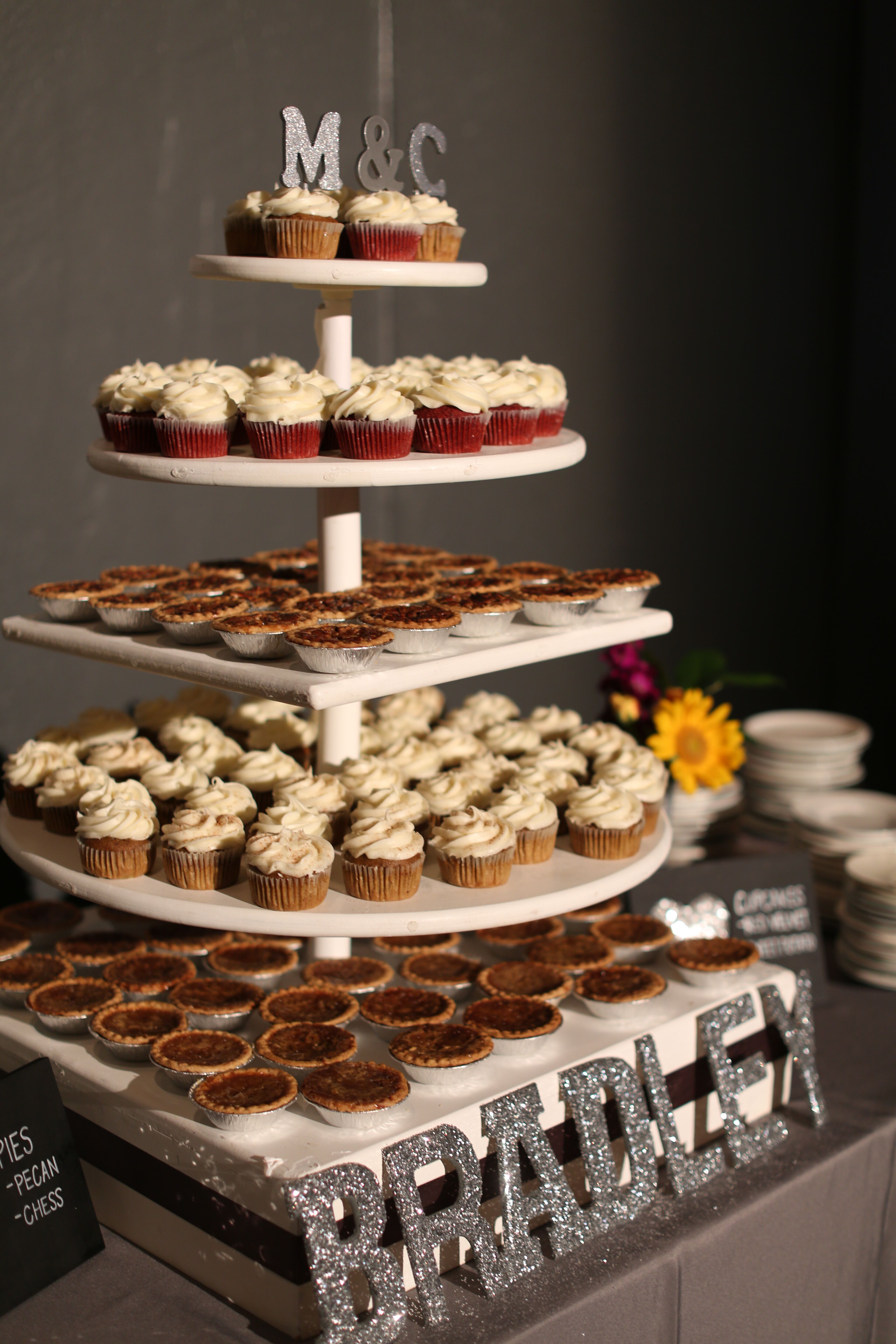 Tiered Stand With Cupcakes and Mini Pies