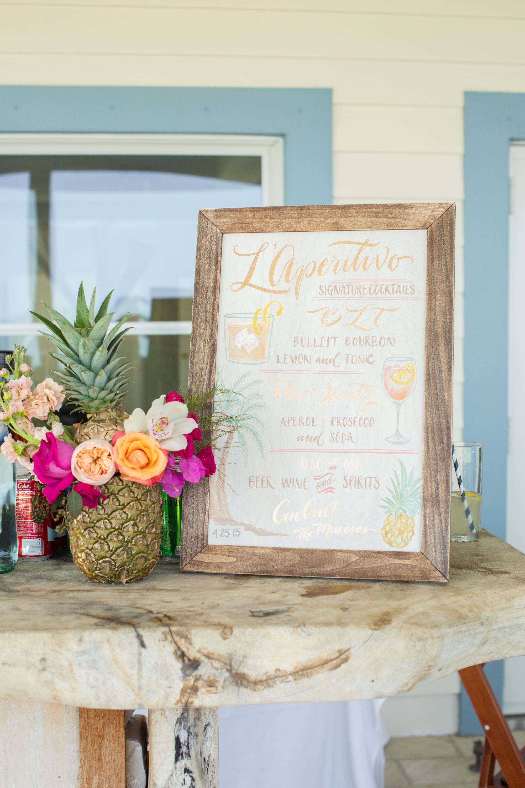 Signature Cocktail Sign With Pineapple Accent