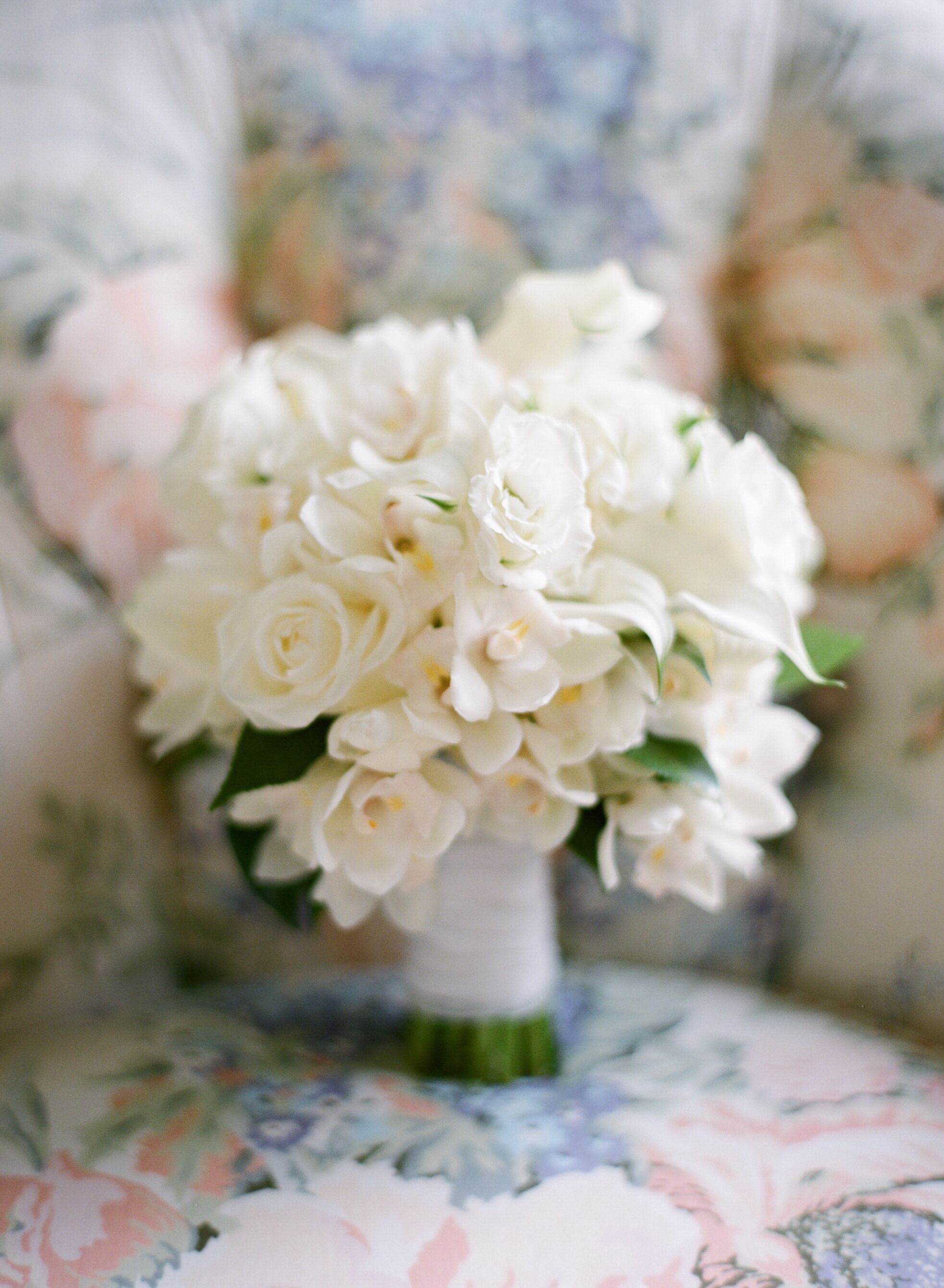 White Orchid and White Rose Bouquet