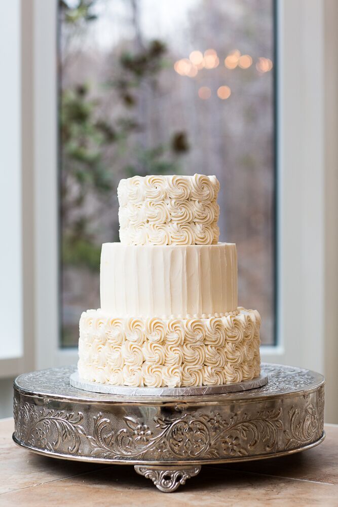 White Buttercream Rosette Wedding Cake