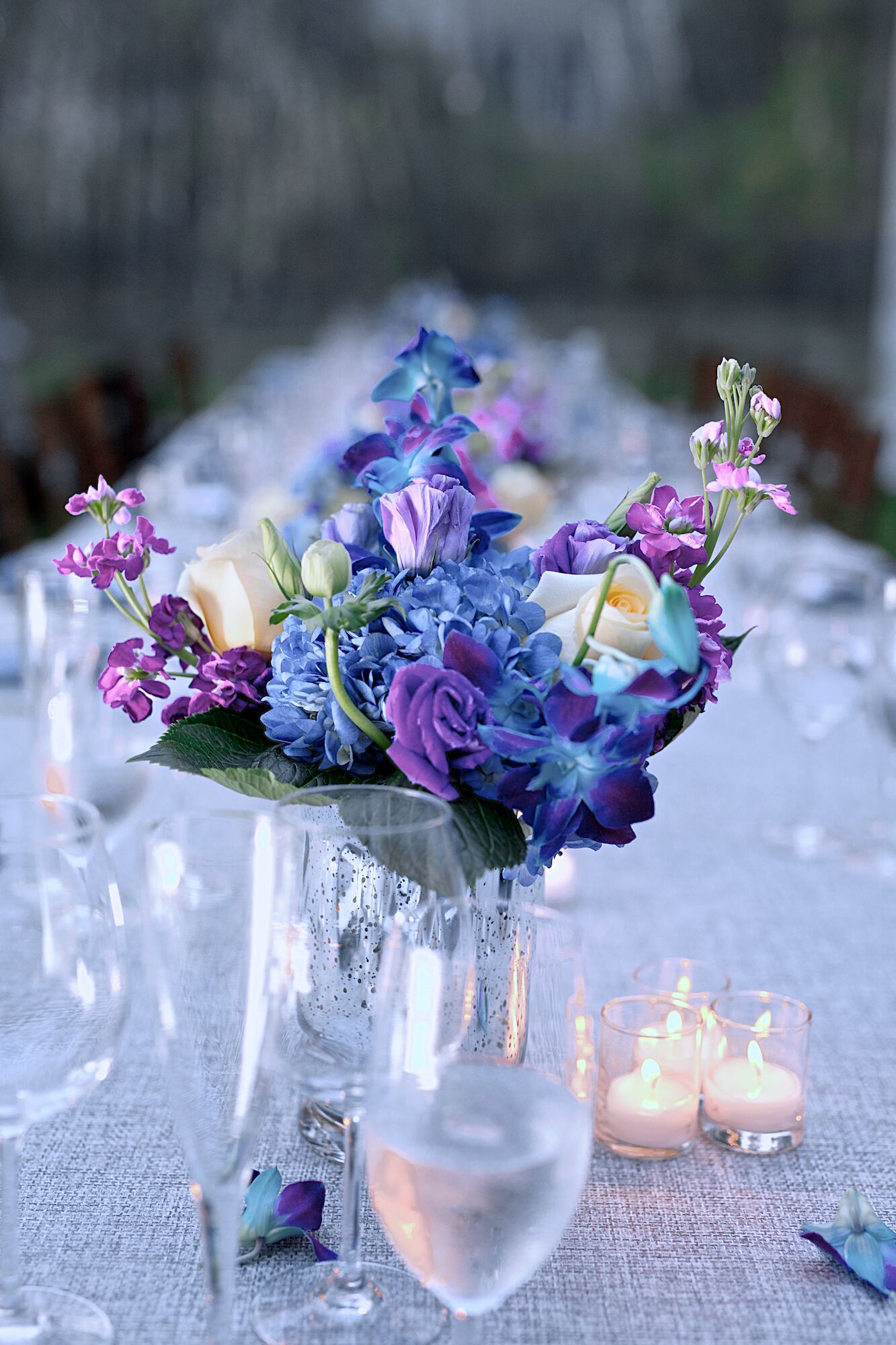 Blue And Purple Flower Centerpieces