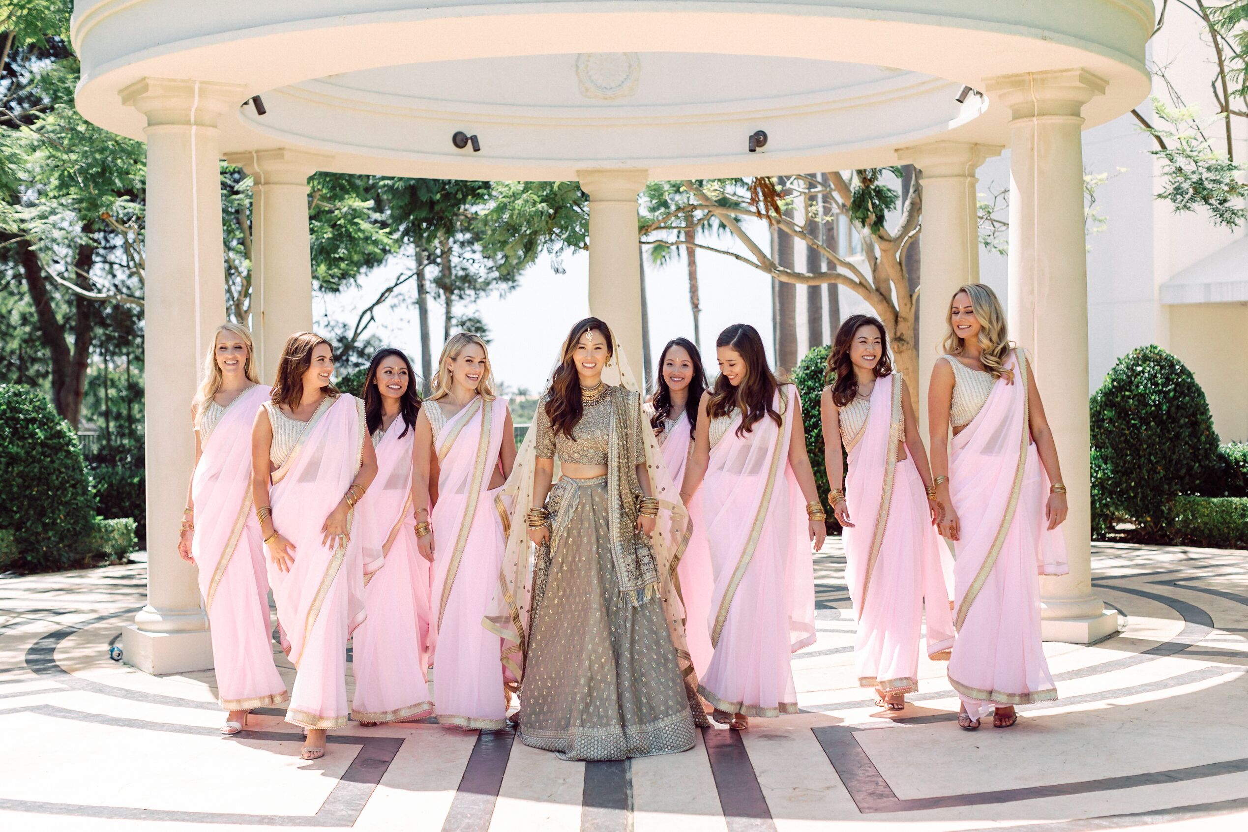 Pink bridesmaid sarees best sale