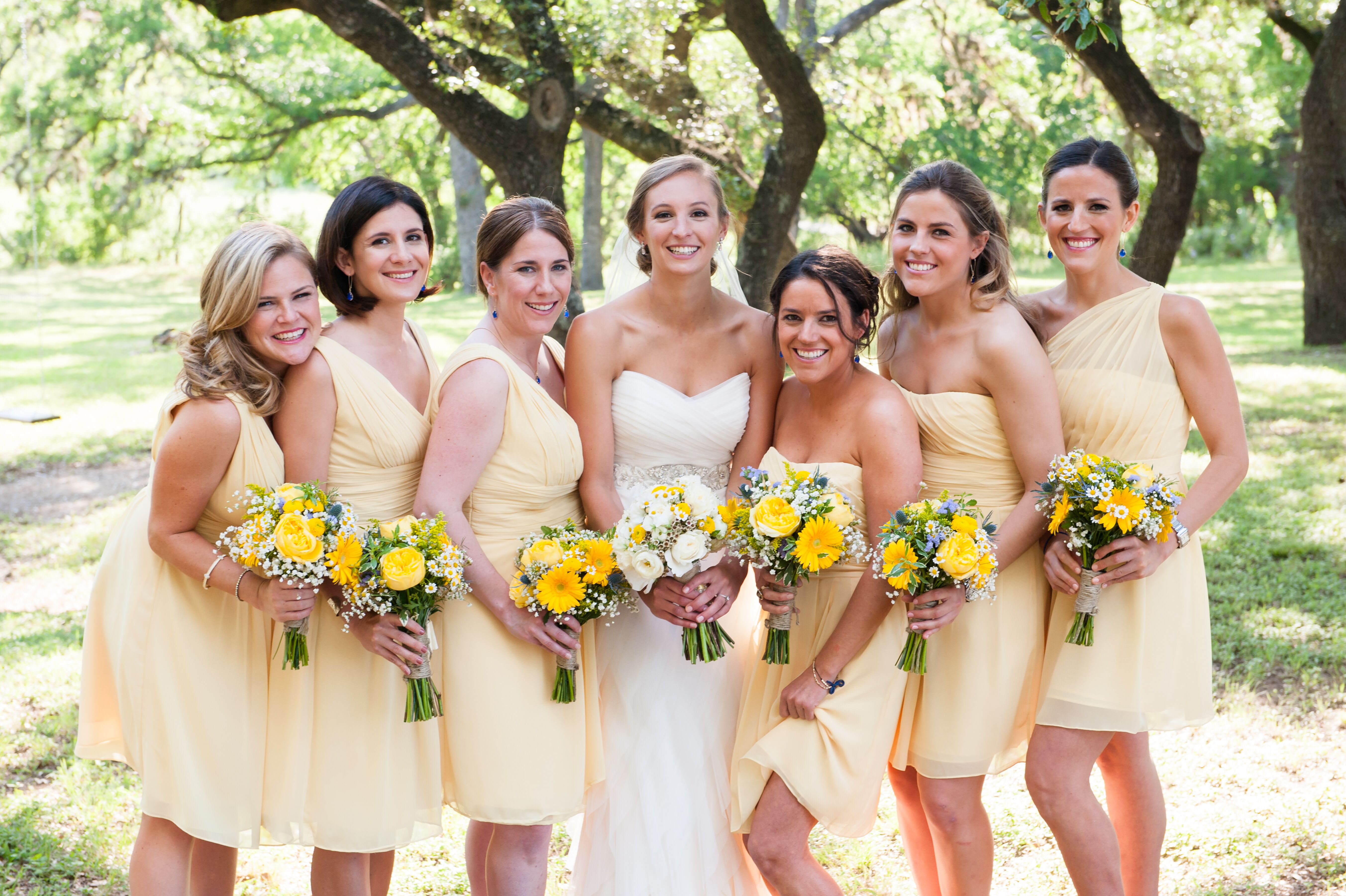 canary bridesmaid dresses