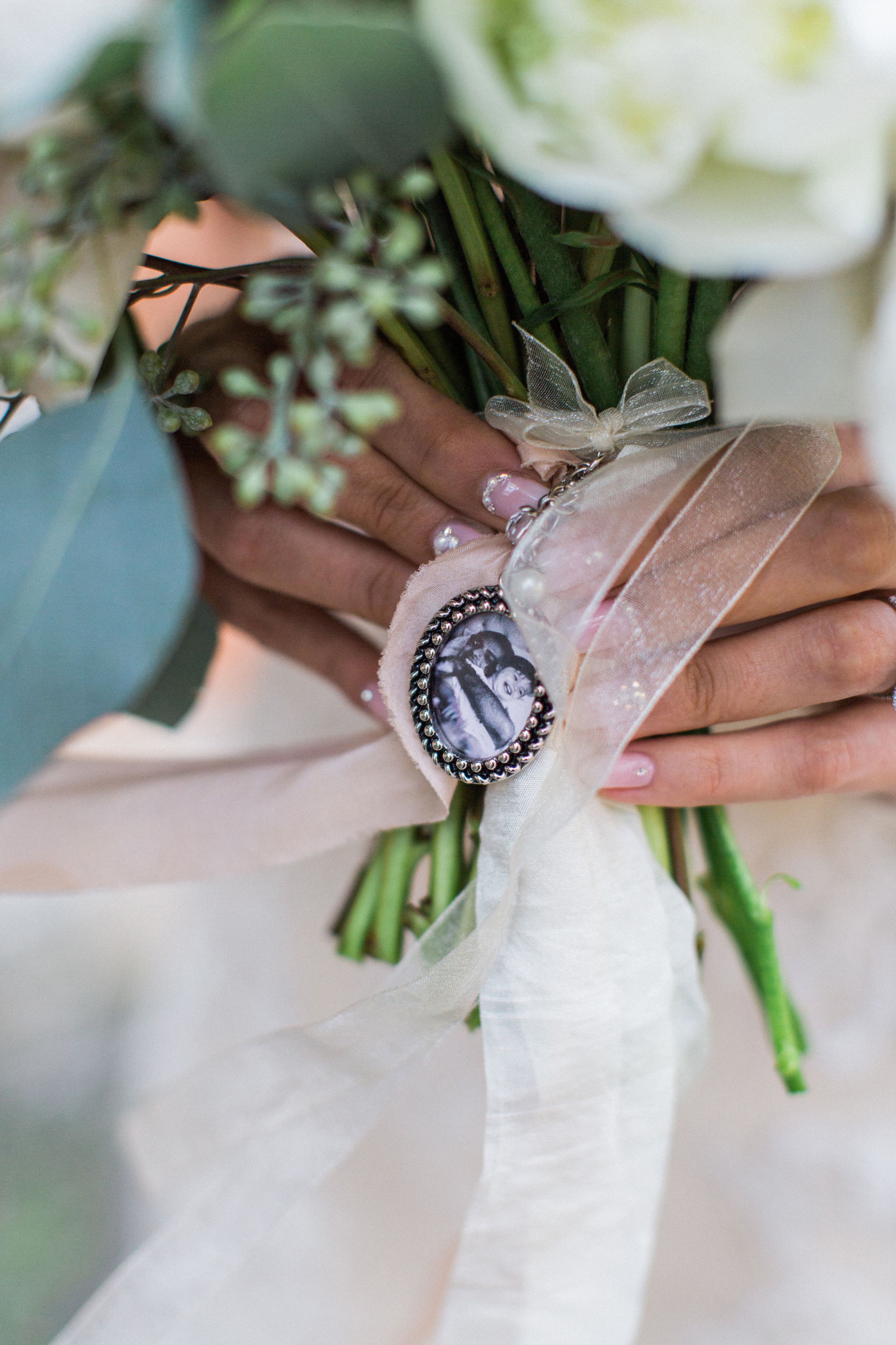 Wedding Bouquet Memorial Charm, Custom Bridal Bouquet Photo