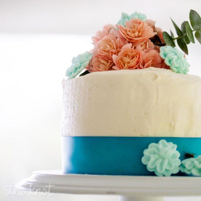 Ivory and Blue Wedding Cake