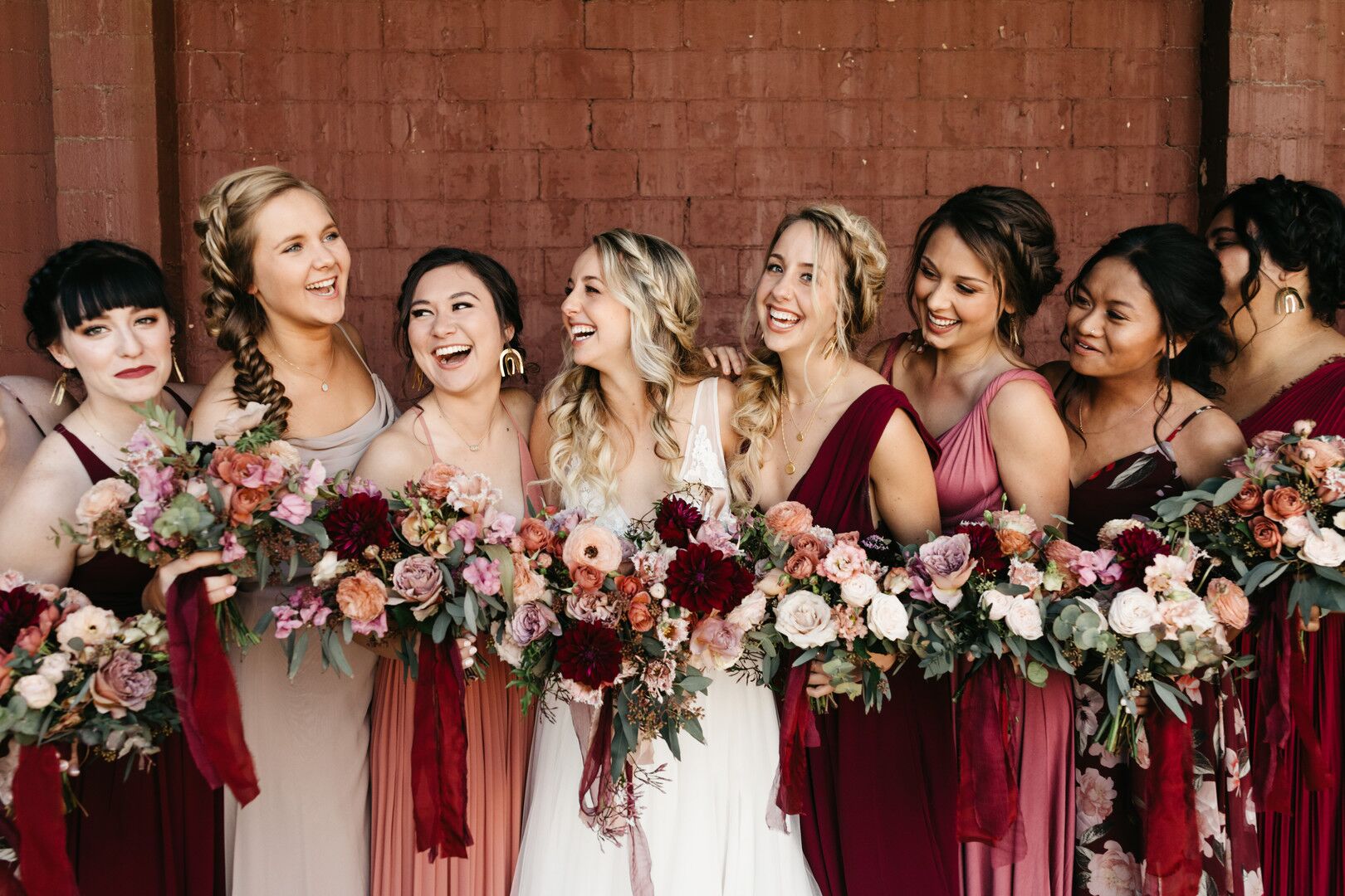 Mismatched red bridesmaid clearance dresses