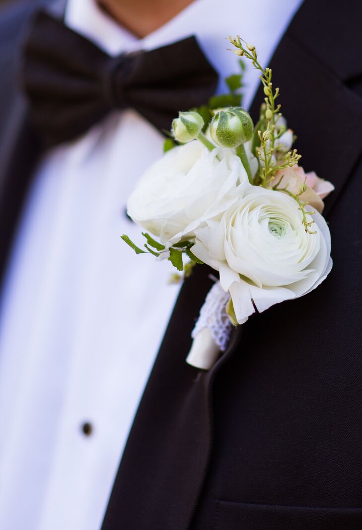 White Ranunculus Boutonniere