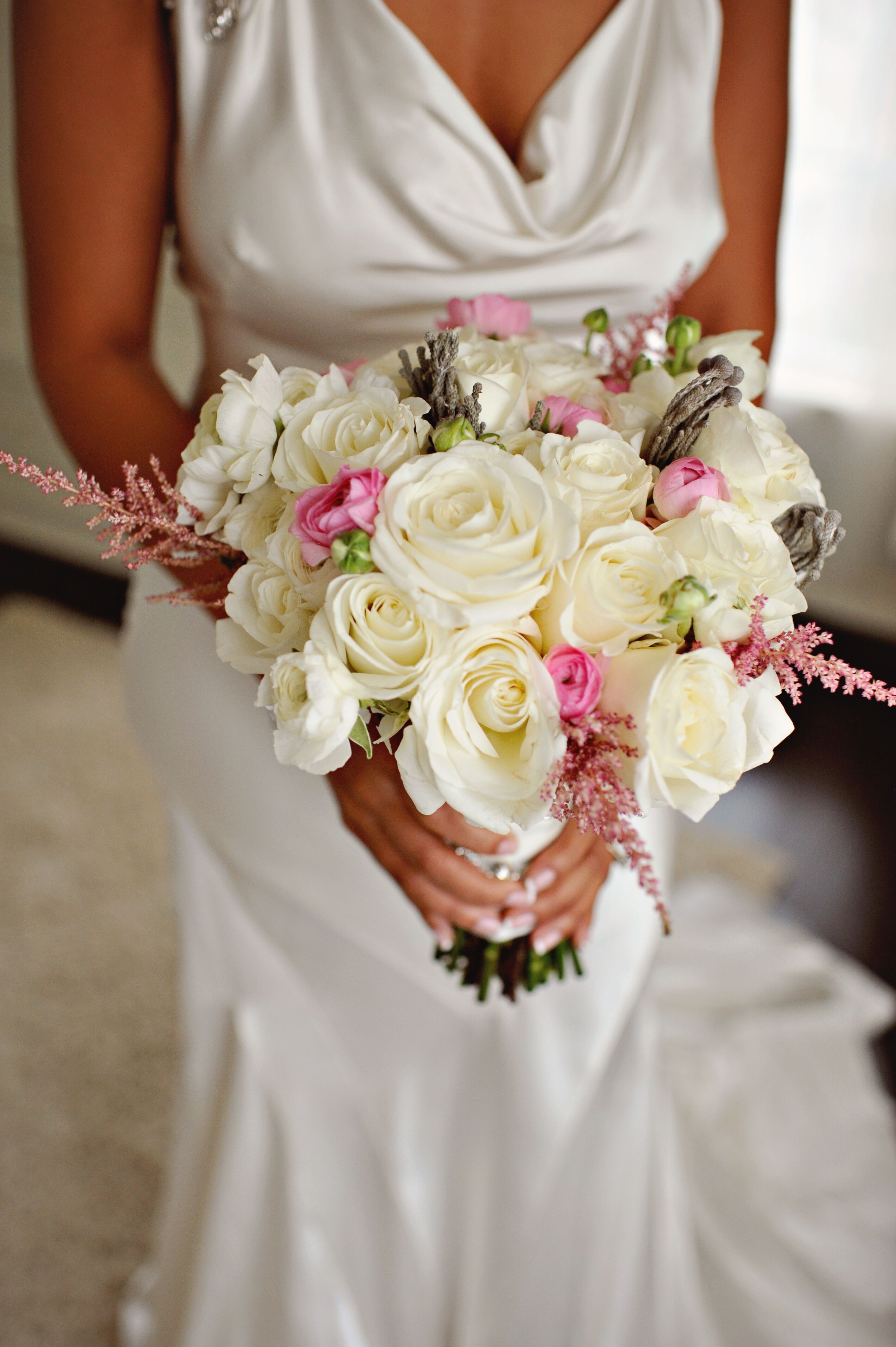 A Pink And Ivory Rose Bridal Bouquet 5514