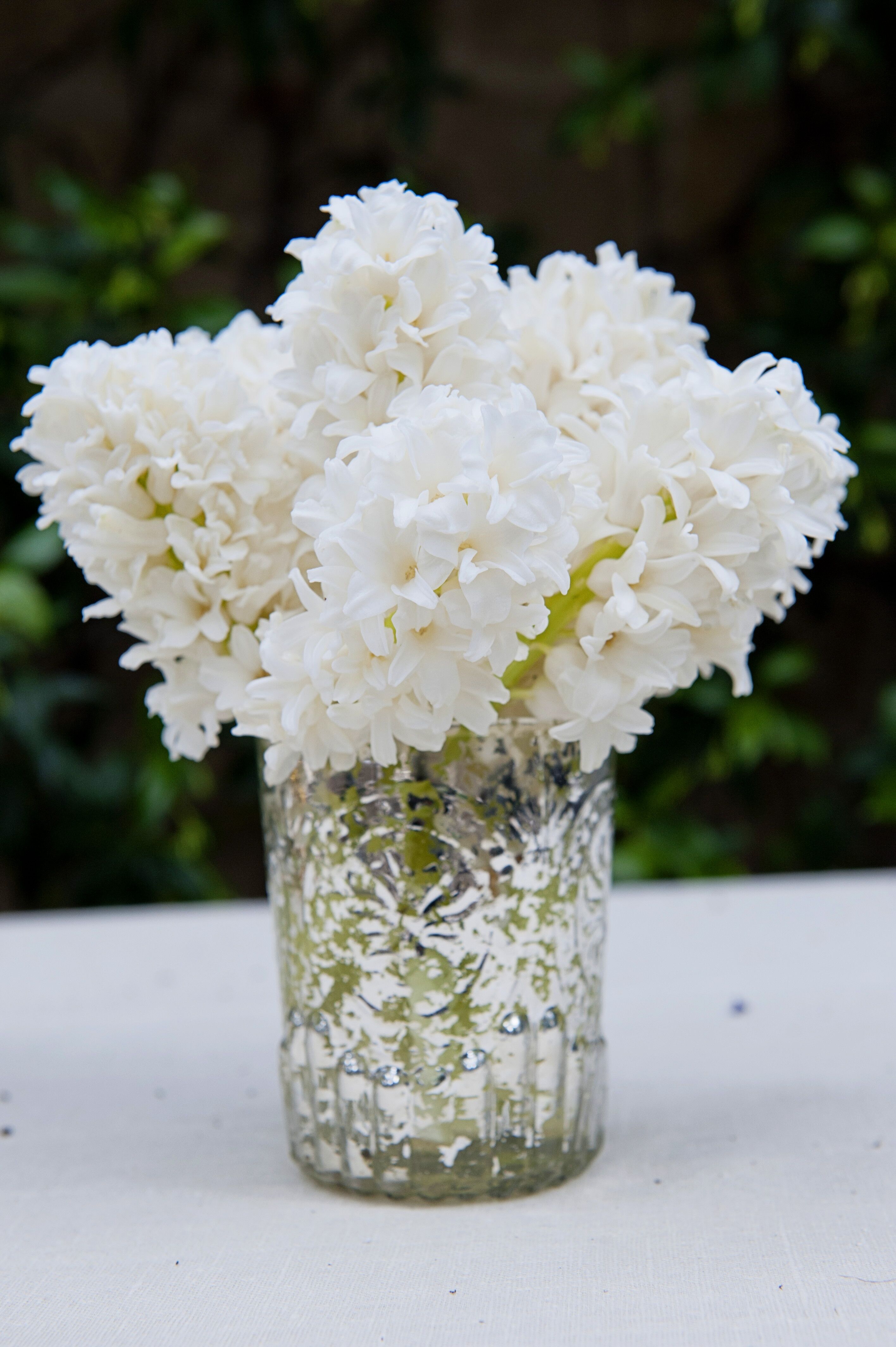 Simple White Hyacinth Centerpieces
