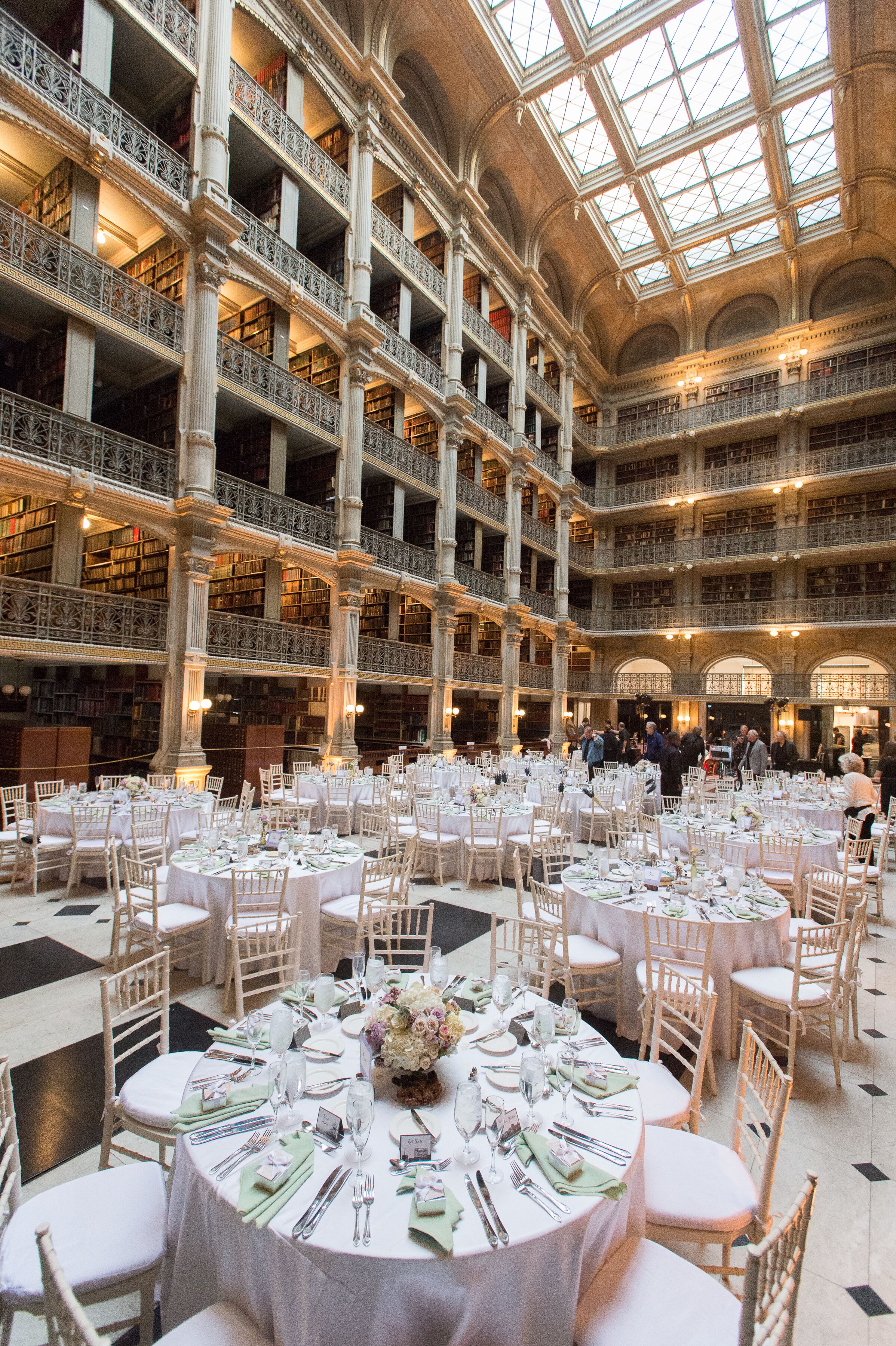 Dramatic Uplighting At George Peabody Library Reception